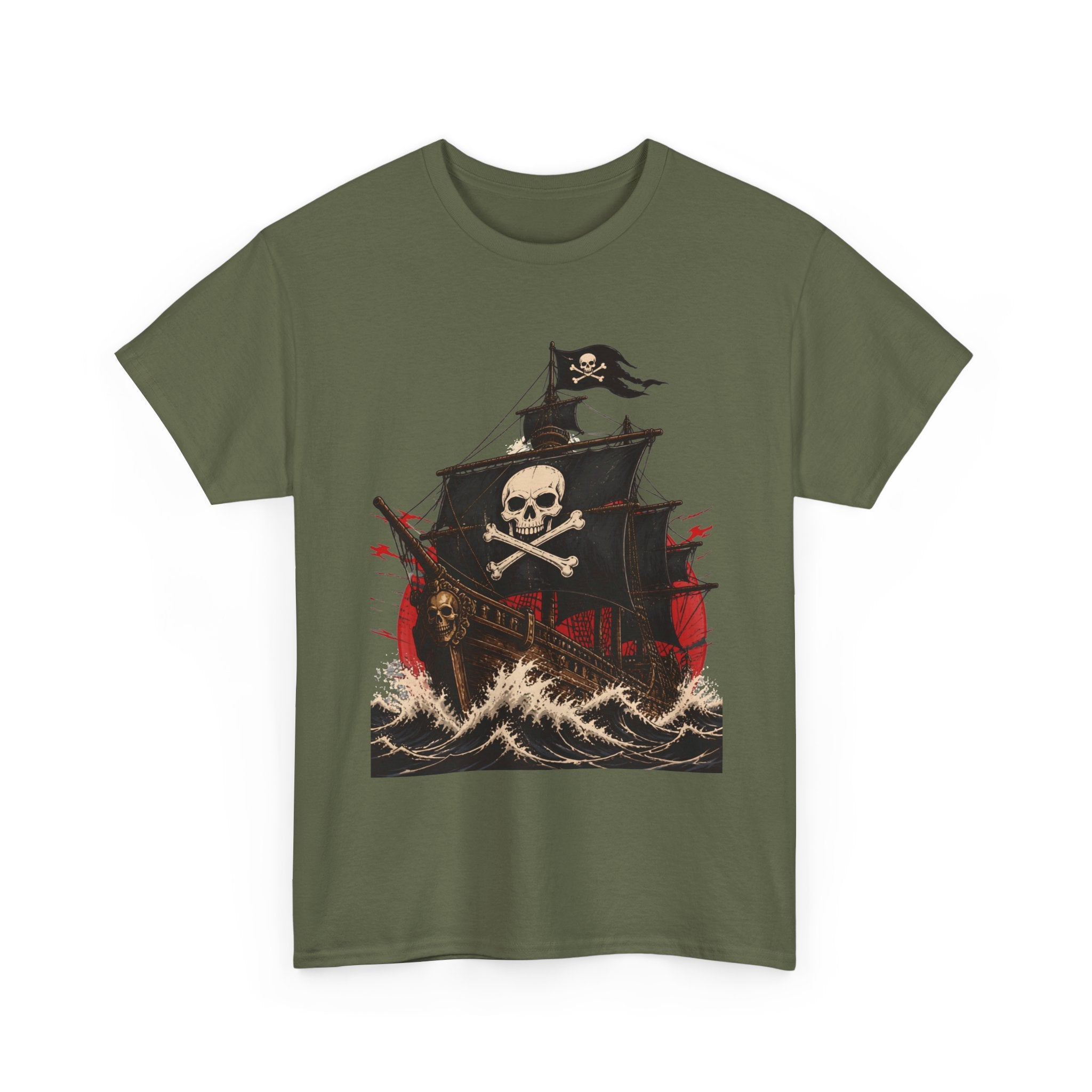 Skull & Crossbones Pirate Ship Tee | Sailing Skull Ship Graphic Shirt