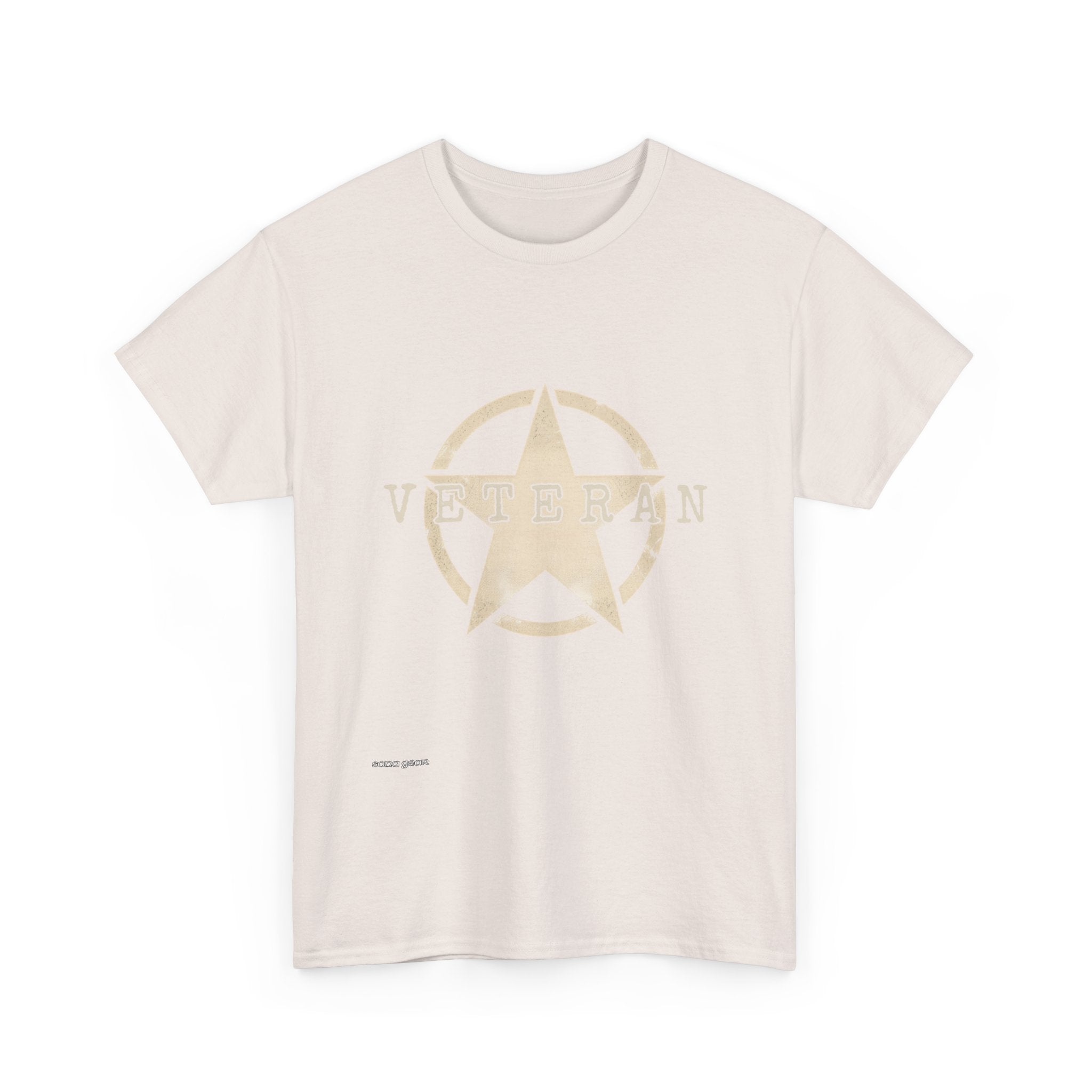 Vintage Star Emblem Tee | Distressed Beige Military Star Design