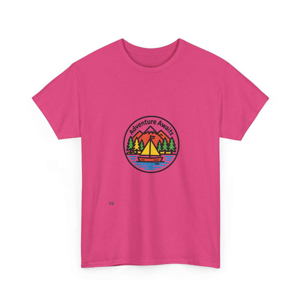 Adventure Awaits T-Shirt – Outdoor Camping Sailboat Patch Tee