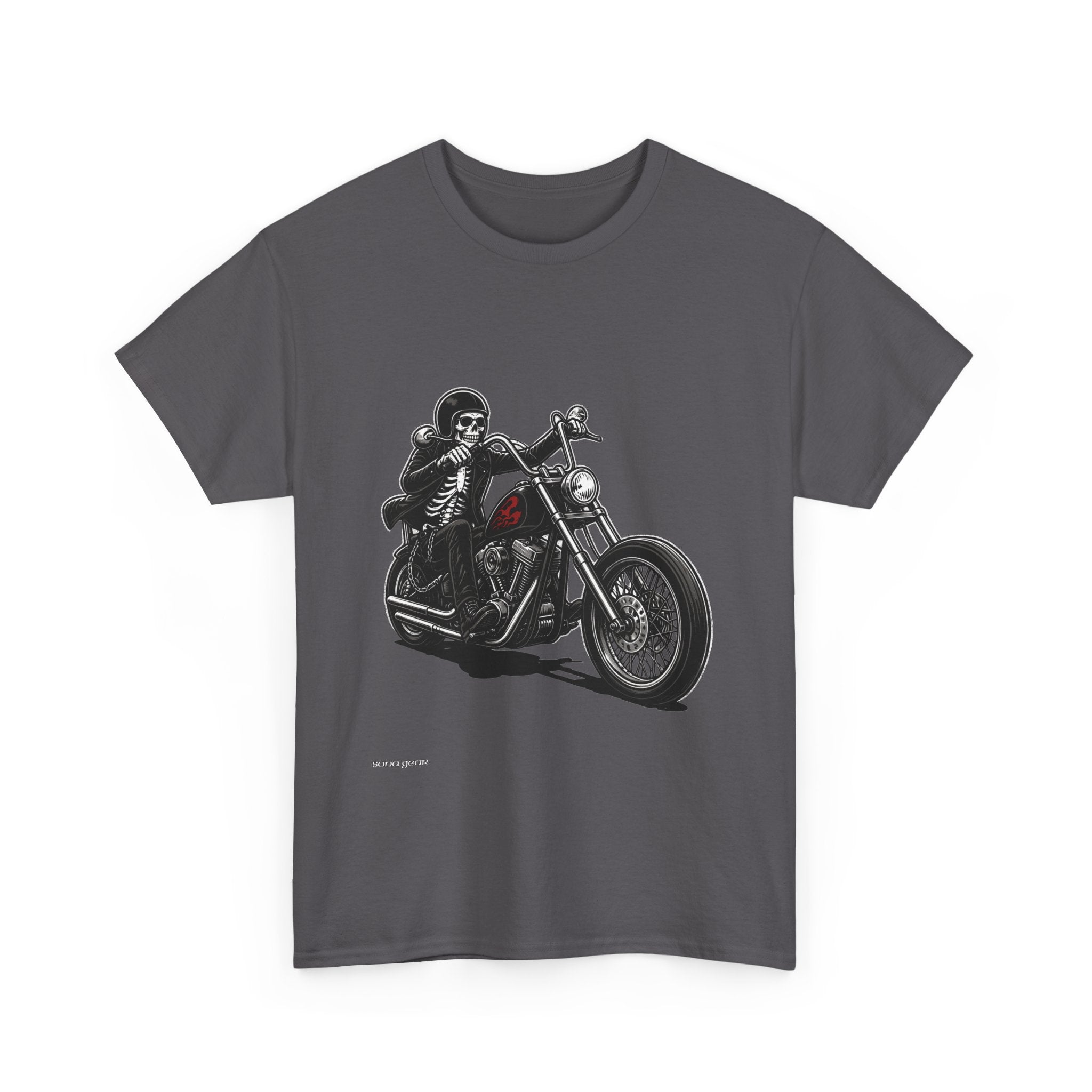 Skeleton Biker Motorcycle Tee | Skull Rider Graphic T-Shirt