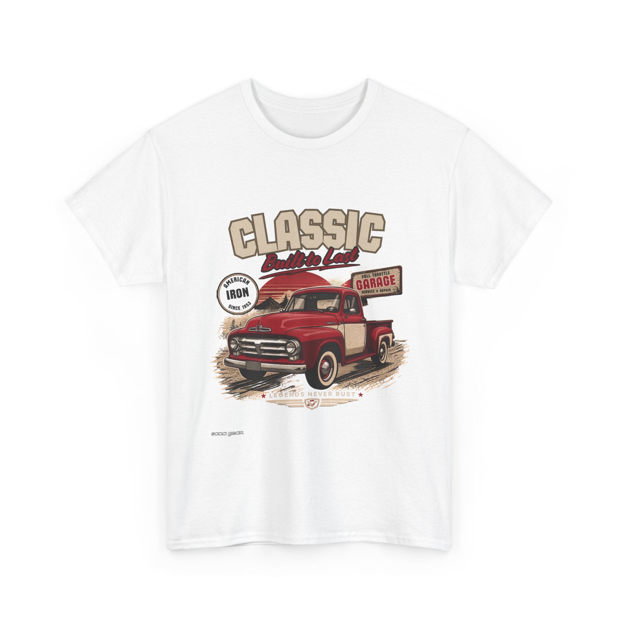 Classic Red Vintage Pickup Truck Tee | Retro Garage Illustration