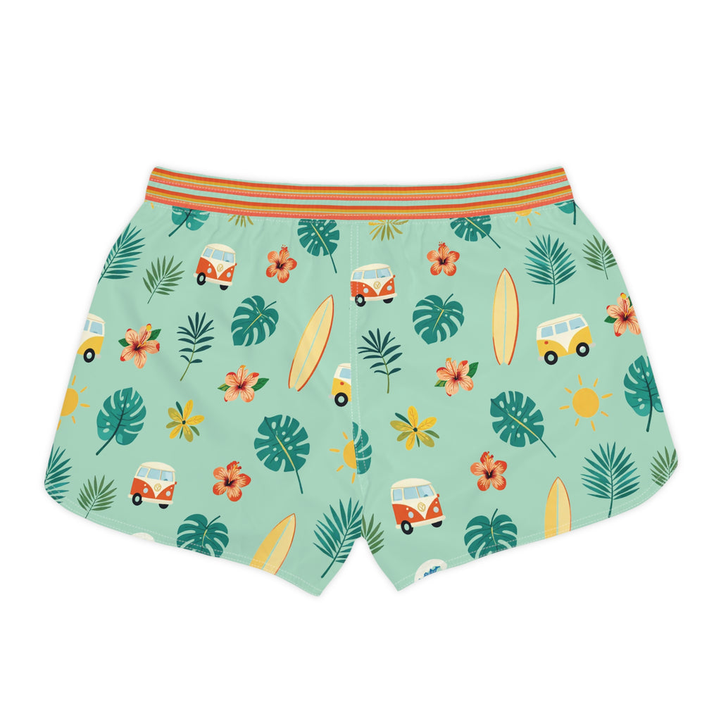 Women's Surf Van Beach Shorts — Tropical Hibiscus AOP