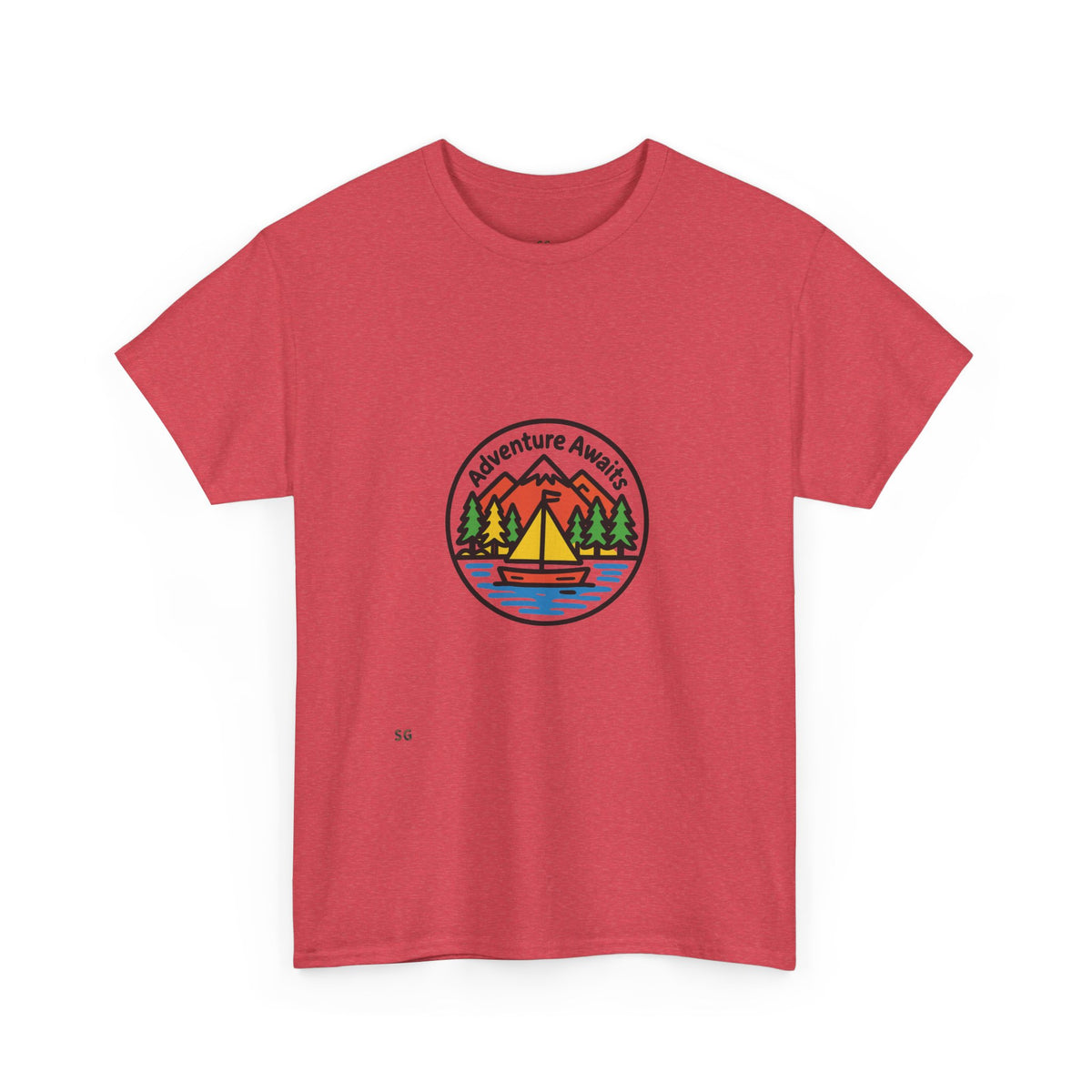 Adventure Awaits T-Shirt – Outdoor Camping Sailboat Patch Tee