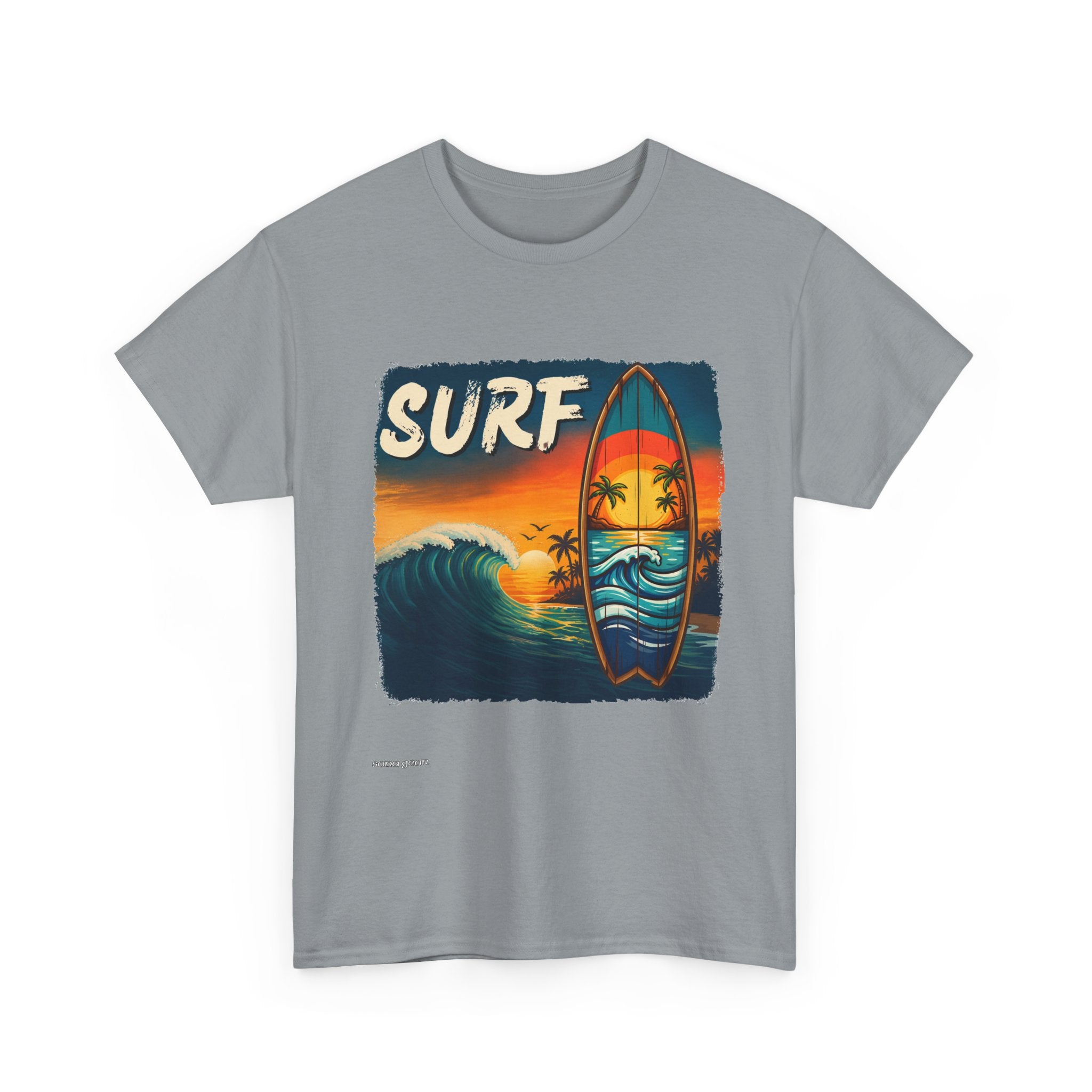 Sunset Surfboard Wave T-Shirt | Retro Surf Graphic Tee