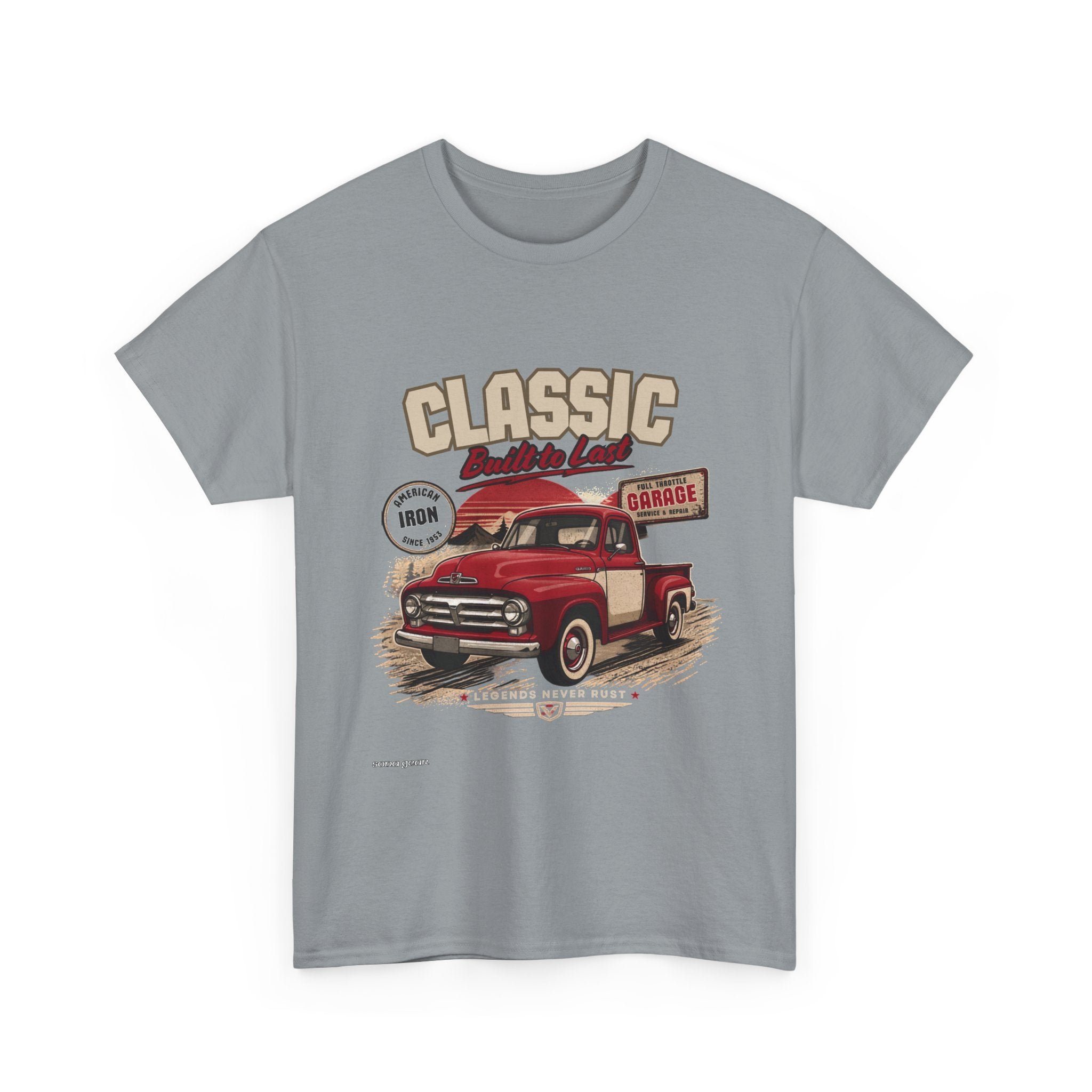 Classic Red Vintage Pickup Truck Tee | Retro Garage Illustration