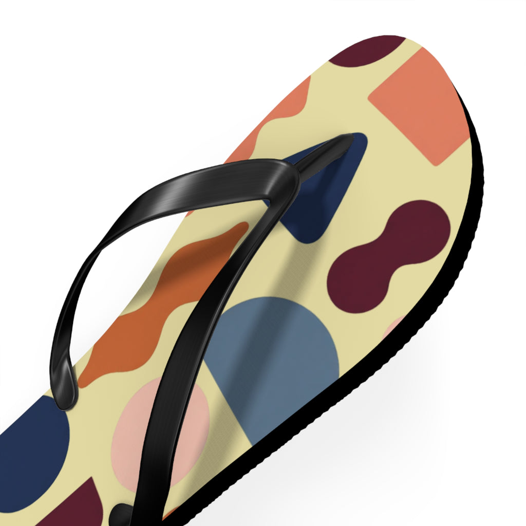 Abstract Colorblock Flip Flops – Retro Geometric Summer Sandals