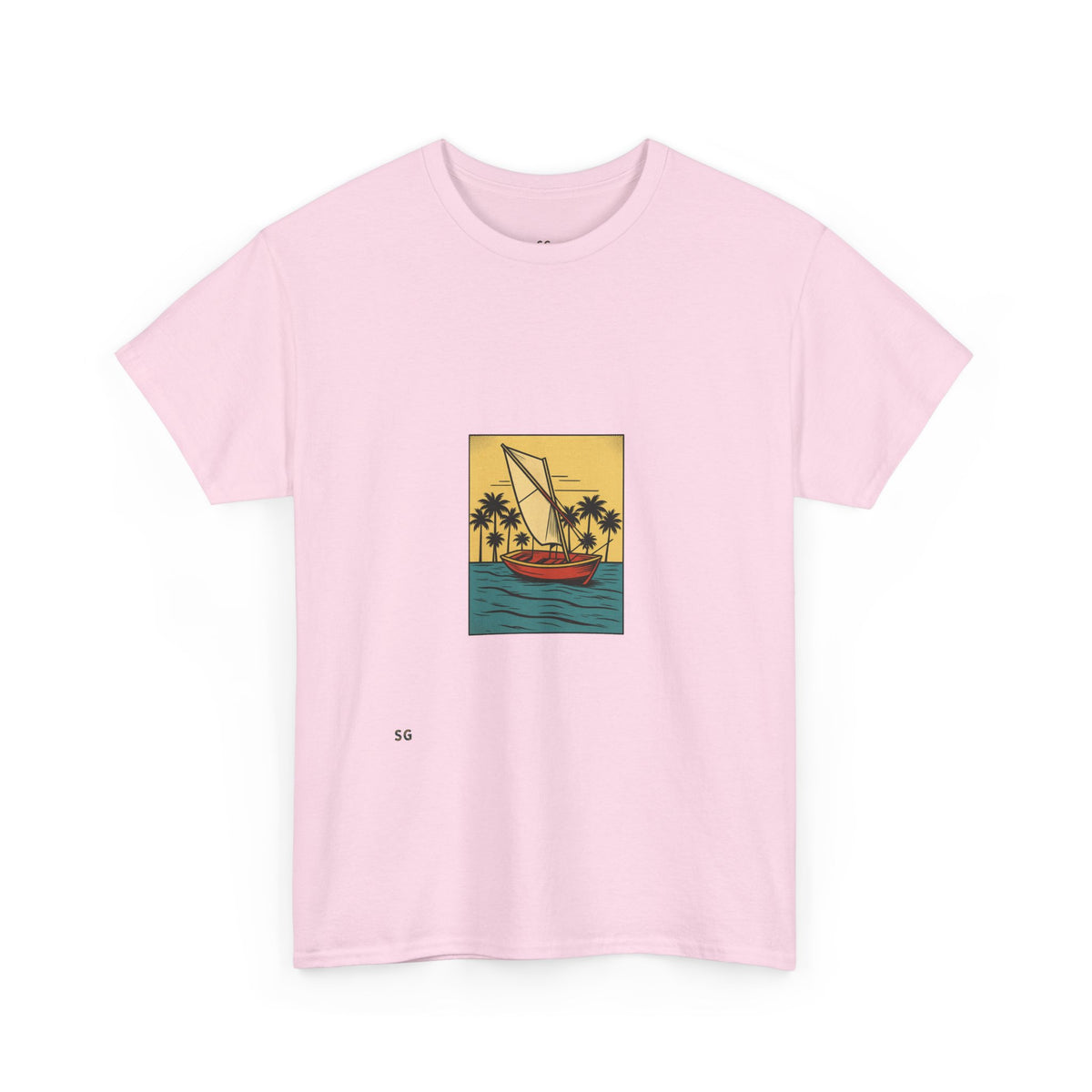 Sailboat Sunset T‑Shirt — Tropical Palm Beach Graphic Tee