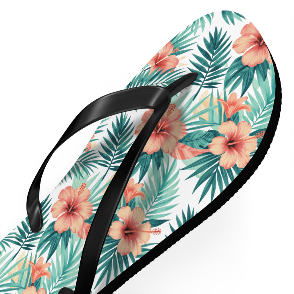 Tropical Hibiscus Flip Flops — Floral Palm Beach Sandals