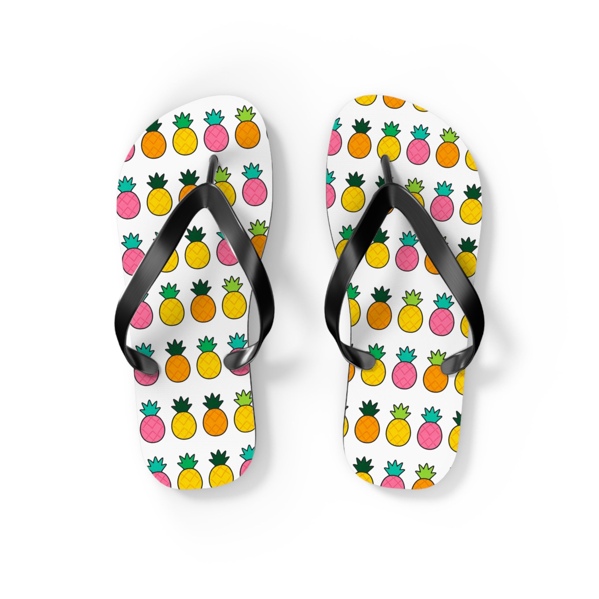 Pineapple Pattern Flip Flops — Colorful Tropical Beach Sandals