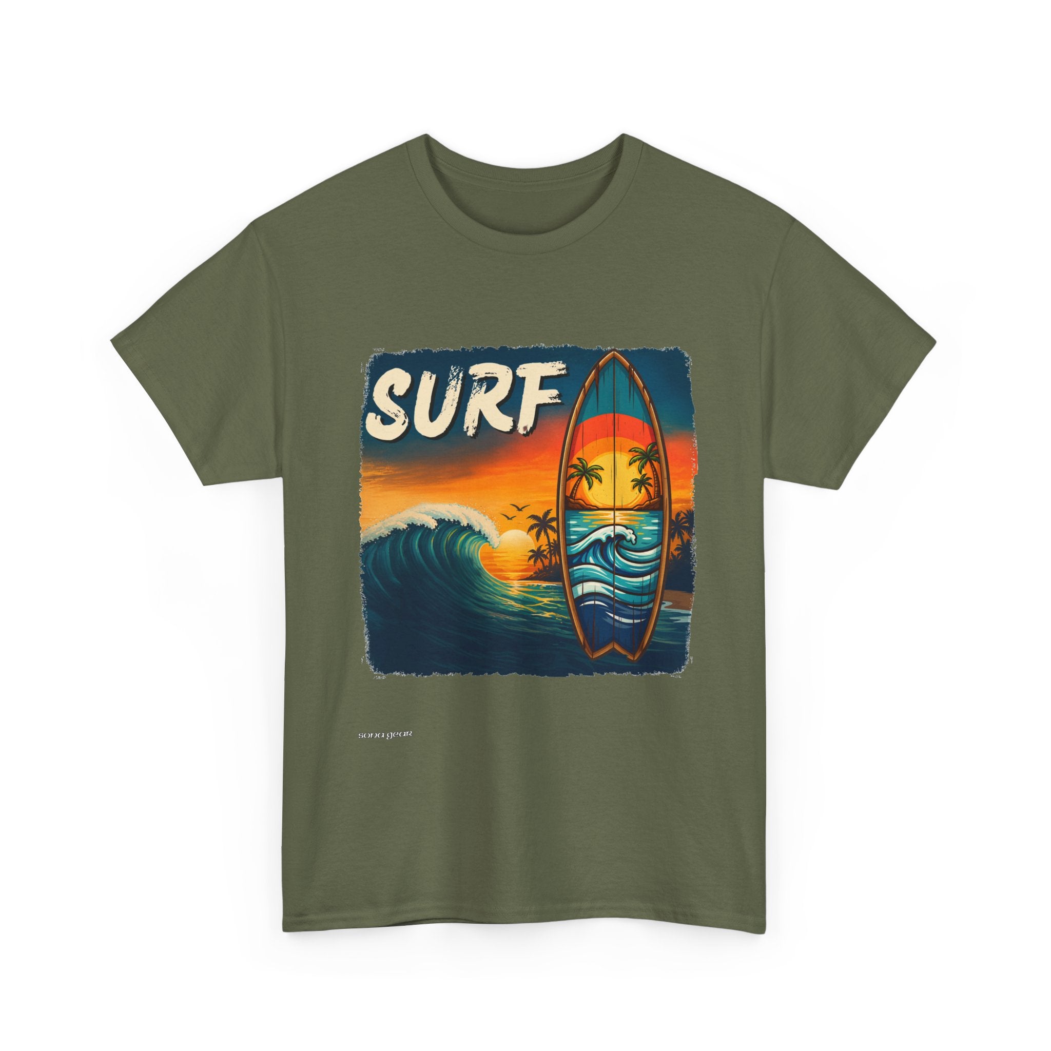 Sunset Surfboard Wave T-Shirt | Retro Surf Graphic Tee