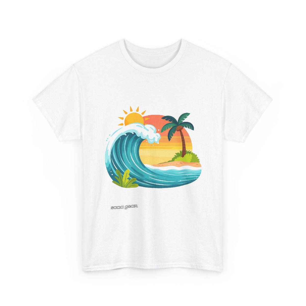 Tropical Wave Sunset Tee | Palm Tree Beach Surf Graphic