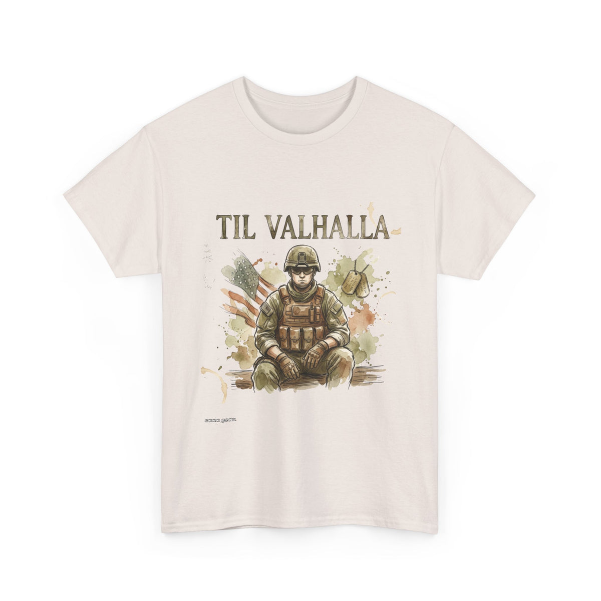 Til Valhalla Soldier Tee | Military Veteran Tribute, Armor Illustration