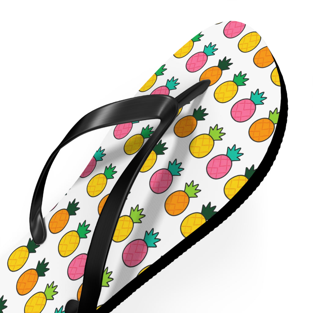 Pineapple Pattern Flip Flops — Colorful Tropical Beach Sandals