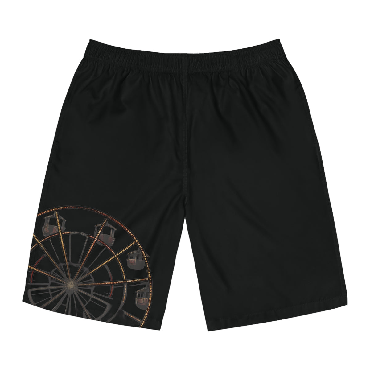 Ferris Wheel Nightboard Shorts — Men's Black Beach Swim Trunks
