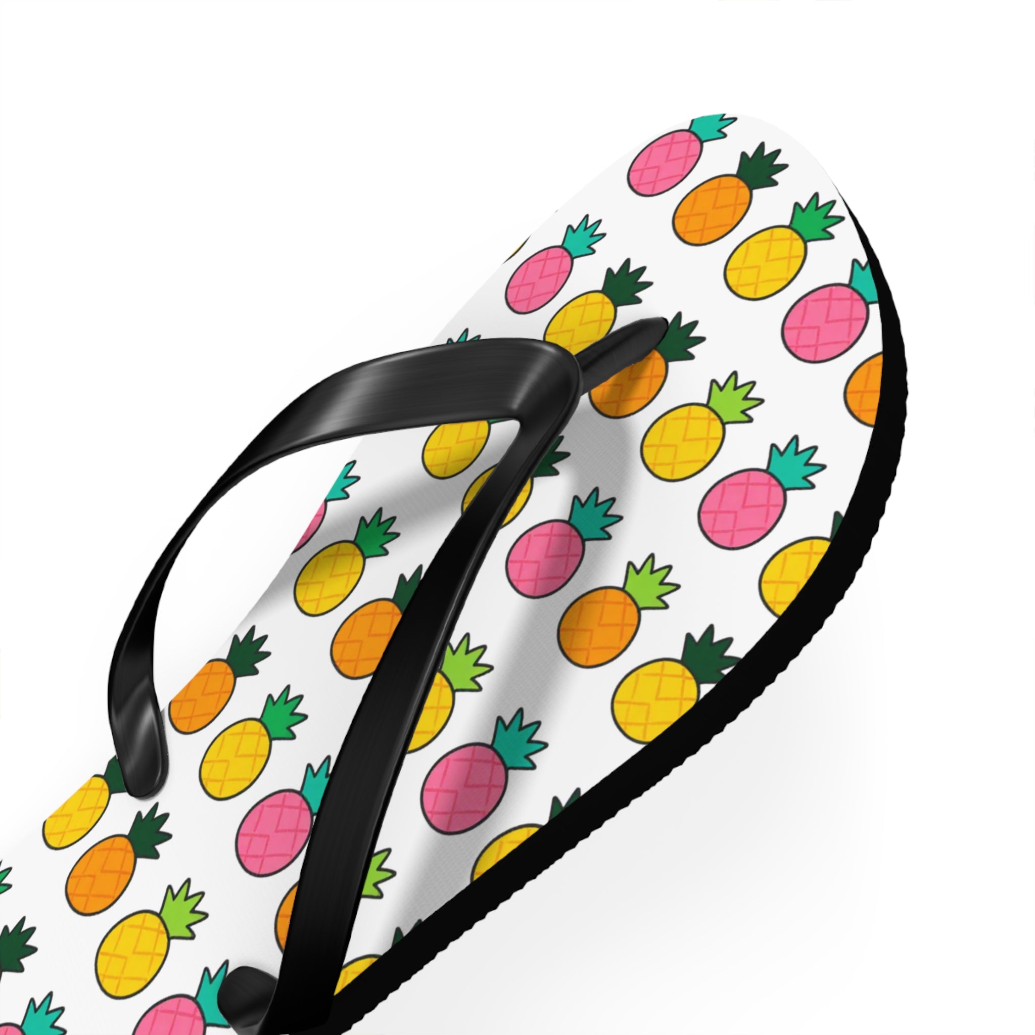 Pineapple Pattern Flip Flops — Colorful Tropical Beach Sandals