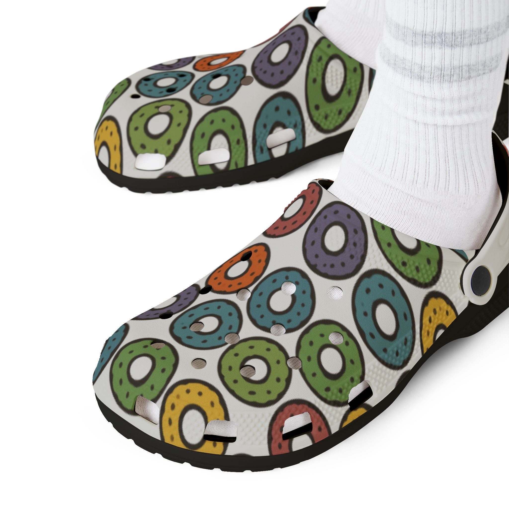 Donut Pattern EVA Foam Clogs — Colorful Sprinkle Slip‑Ons