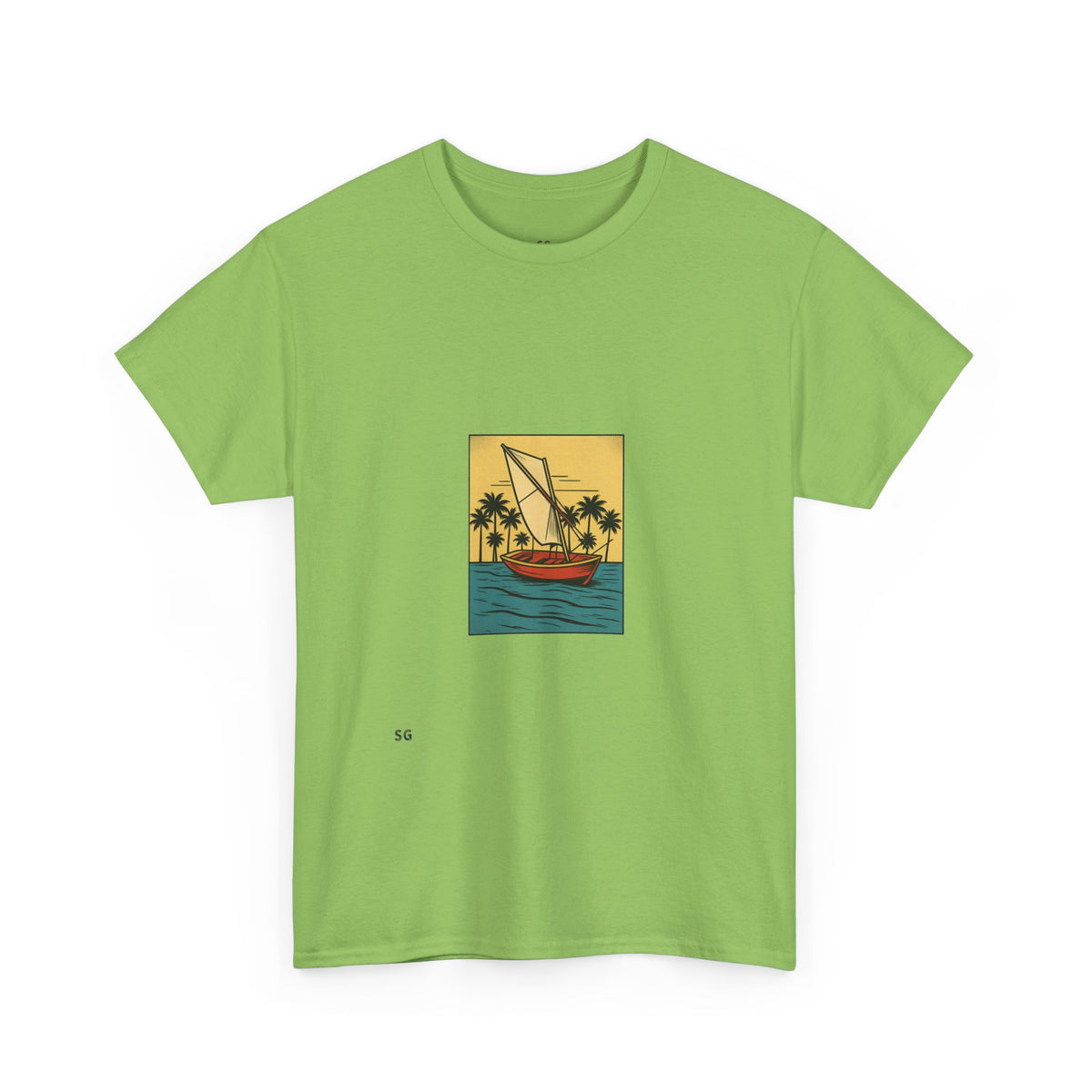 Sailboat Sunset T‑Shirt — Tropical Palm Beach Graphic Tee