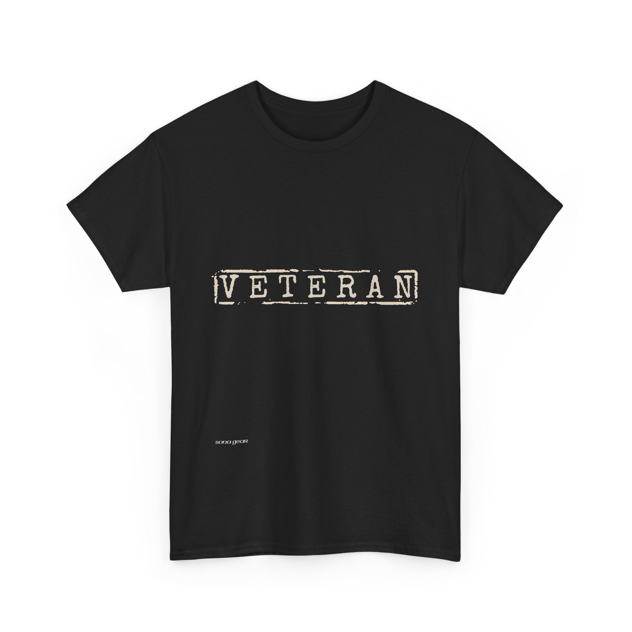 Veteran stamped text Tee | Military tribute, minimalist white shirt