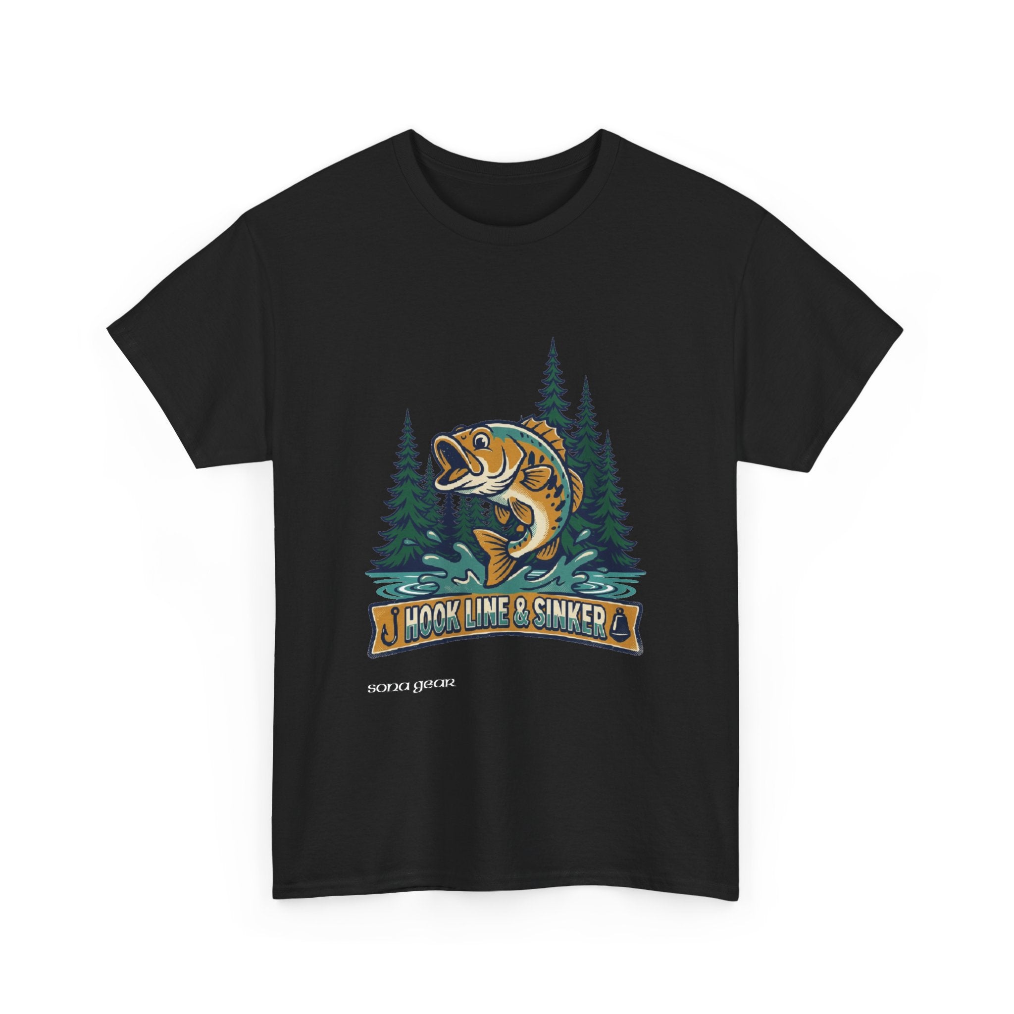 Hook Line & Sinker Fish Design Tee | Fishing Bass River Trees Outdoors