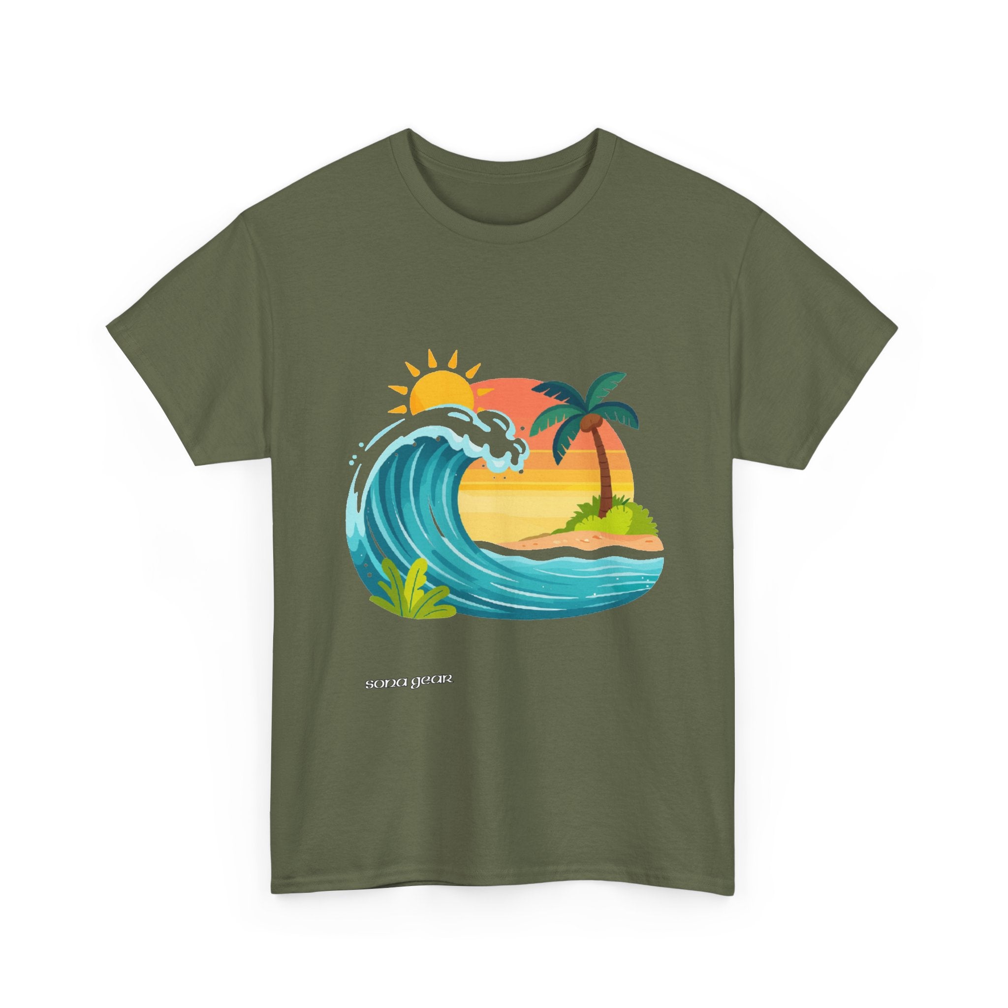 Tropical Wave Sunset Tee | Palm Tree Beach Surf Graphic