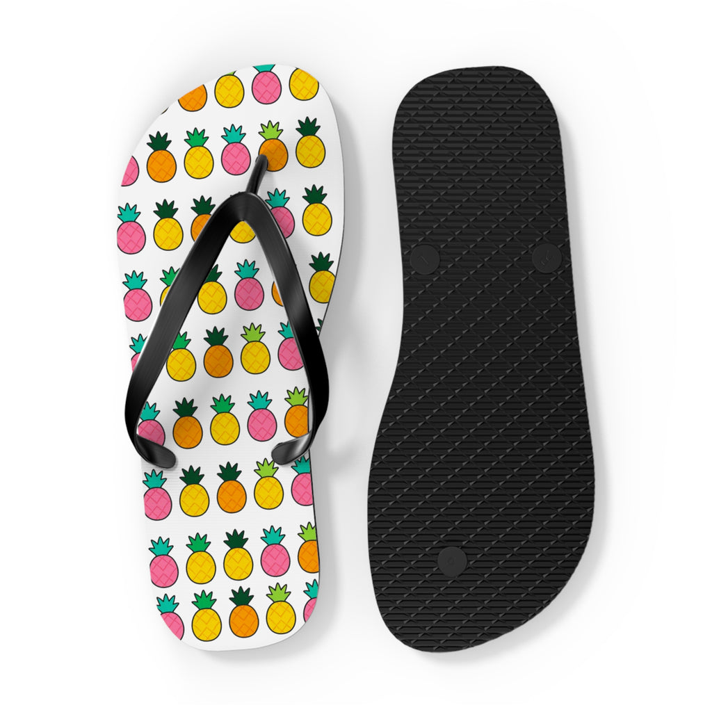 Pineapple Pattern Flip Flops — Colorful Tropical Beach Sandals