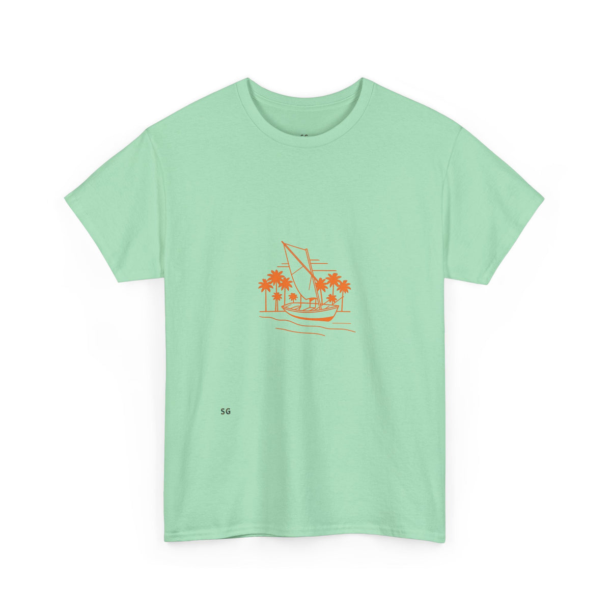 Sailboat Palm Beach T-Shirt — Minimal Coastal Graphic Tee