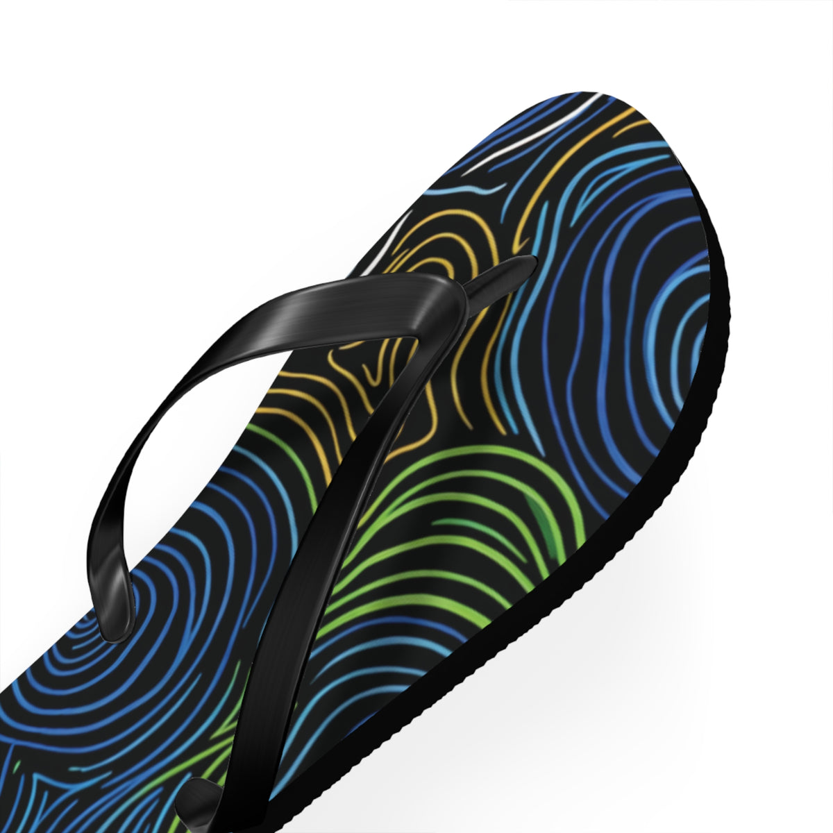 Psychedelic Swirl Flip Flops — Tropical Abstract Beach Sandals