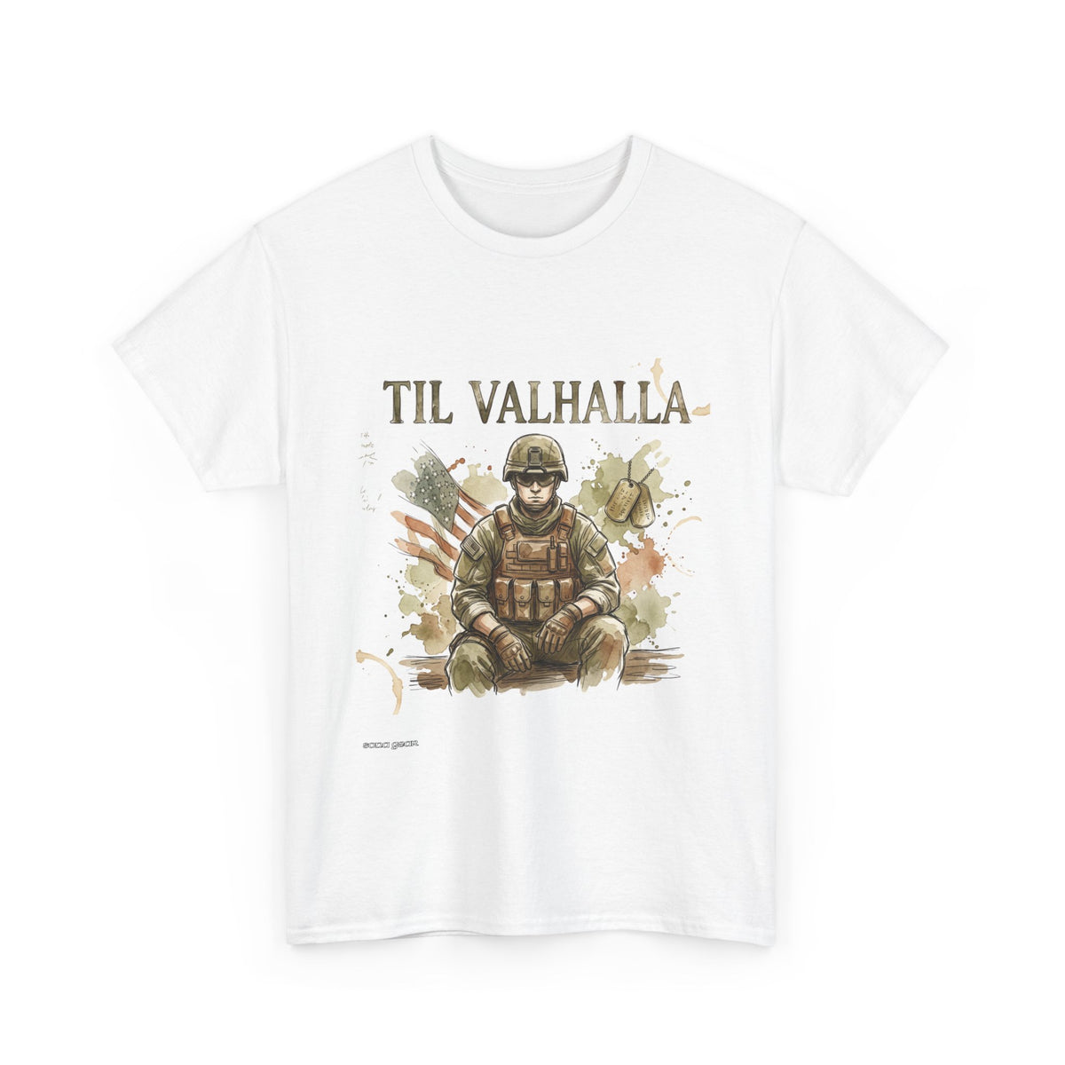 Til Valhalla Soldier Tee | Military Veteran Tribute, Armor Illustration