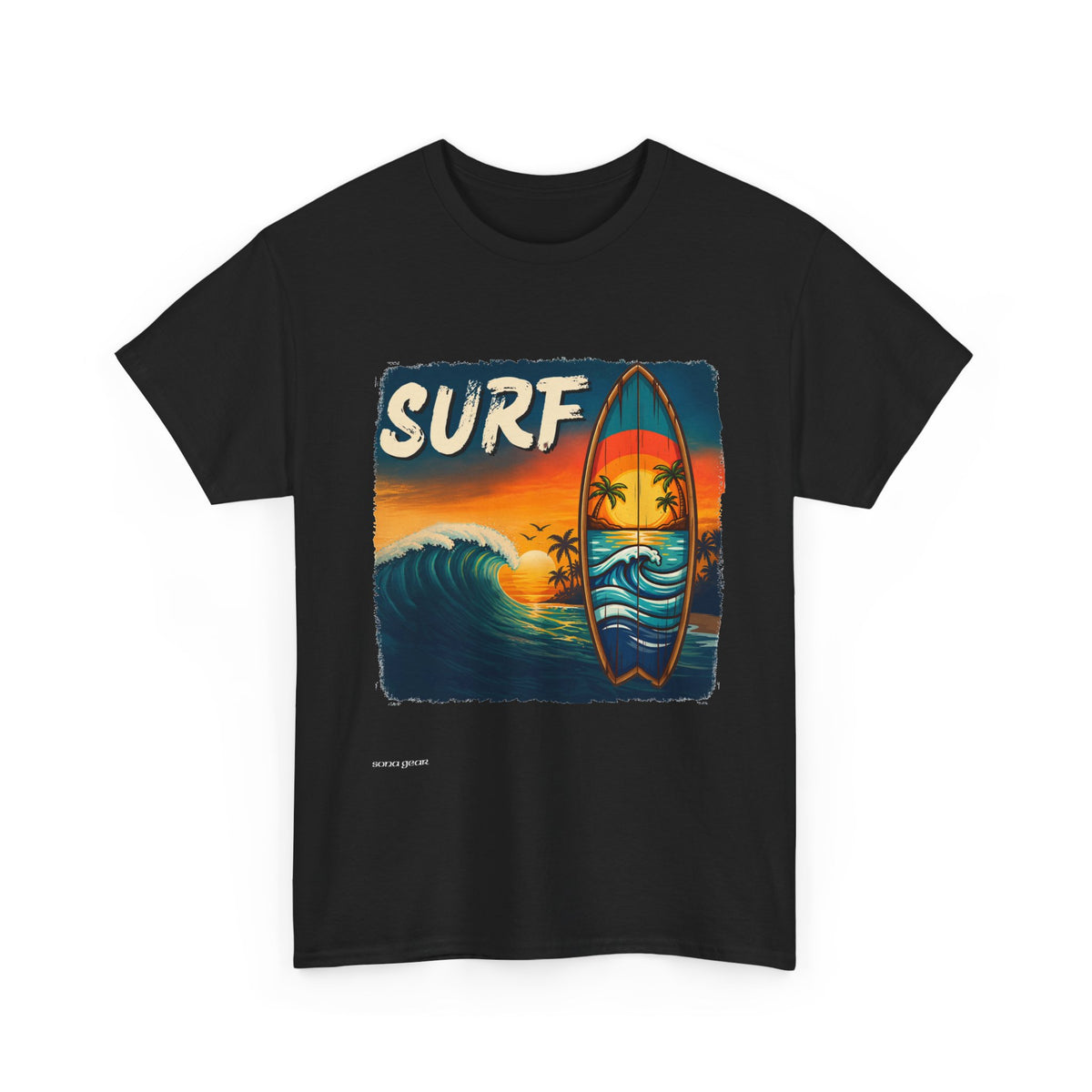 Sunset Surfboard Wave T-Shirt | Retro Surf Graphic Tee