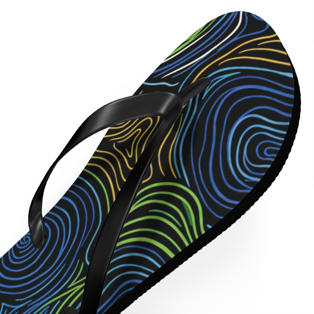 Psychedelic Swirl Flip Flops — Tropical Abstract Beach Sandals