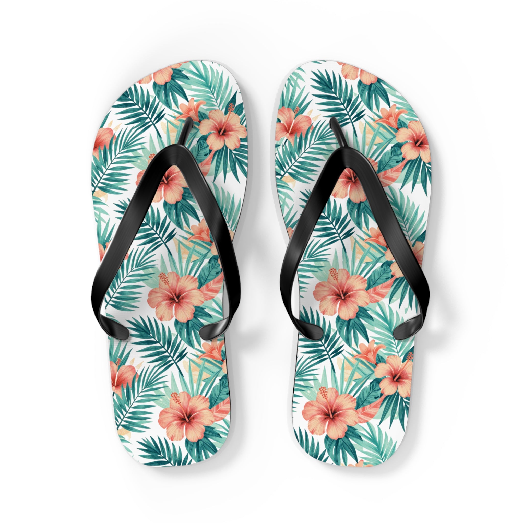 Tropical Hibiscus Flip Flops — Floral Palm Beach Sandals