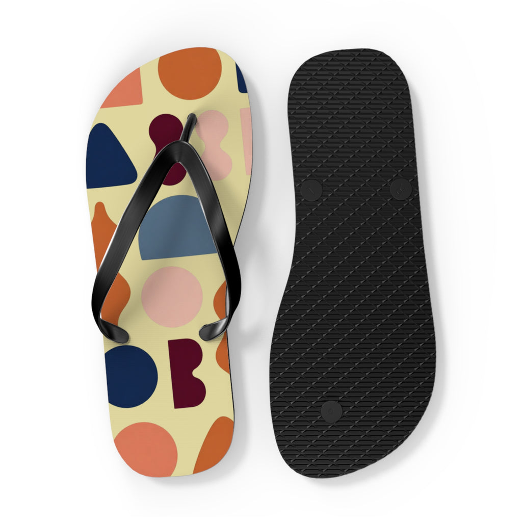 Abstract Colorblock Flip Flops – Retro Geometric Summer Sandals