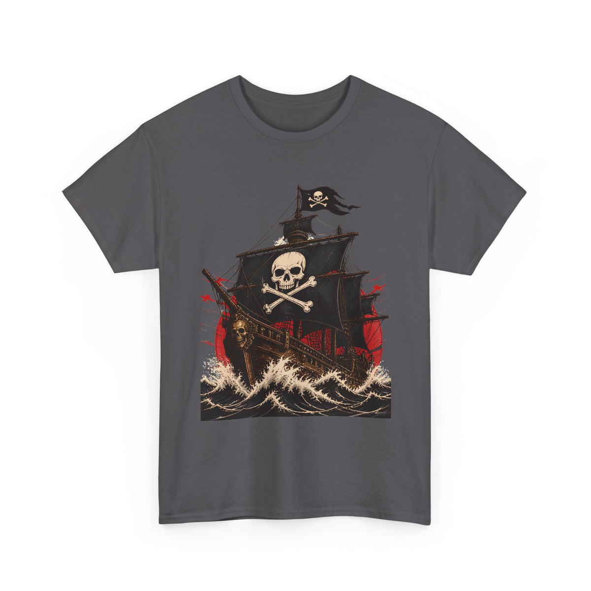 Skull & Crossbones Pirate Ship Tee | Sailing Skull Ship Graphic Shirt