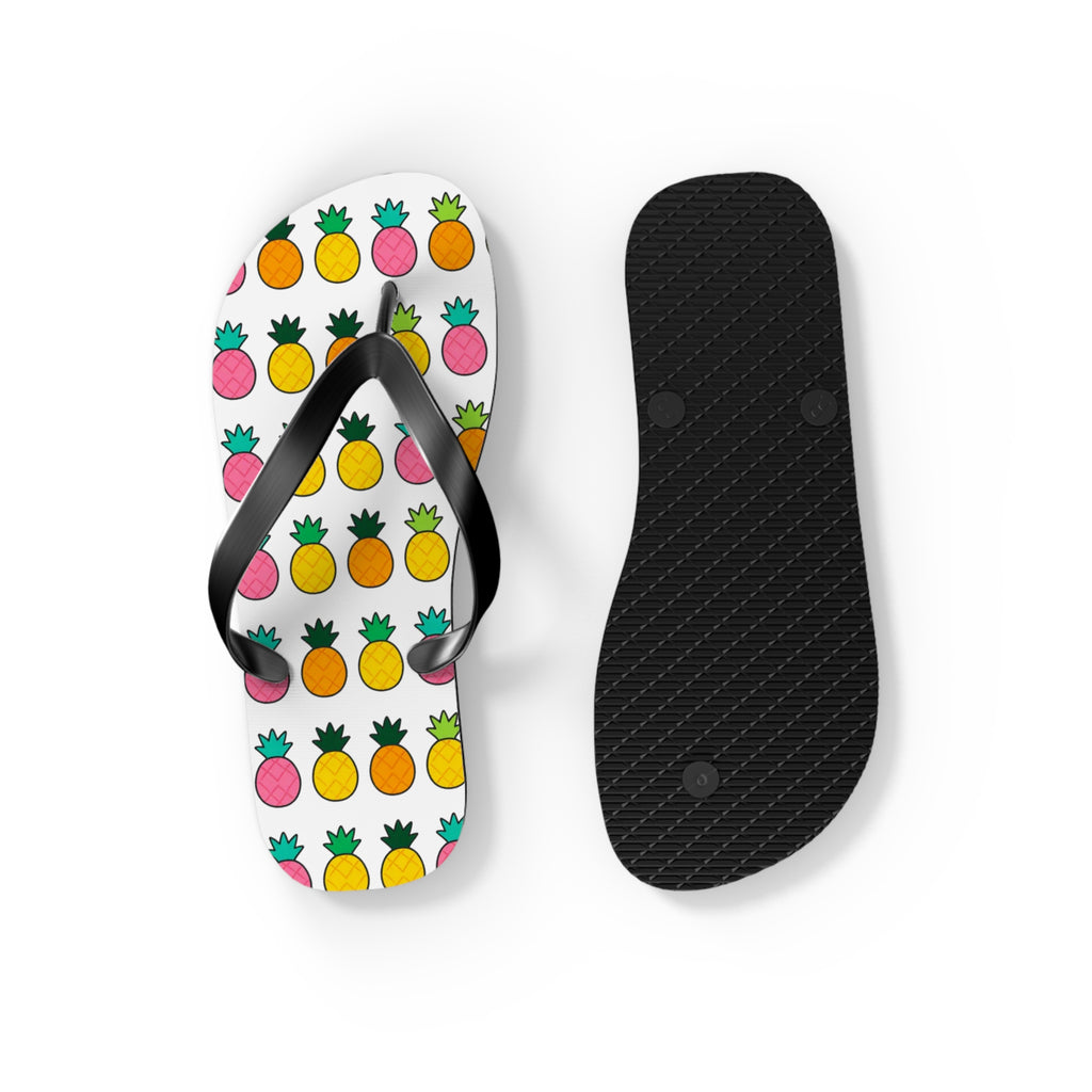 Pineapple Pattern Flip Flops — Colorful Tropical Beach Sandals