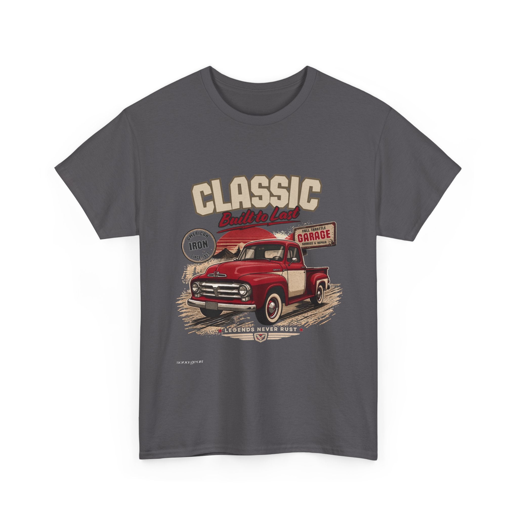 Classic Red Vintage Pickup Truck Tee | Retro Garage Illustration
