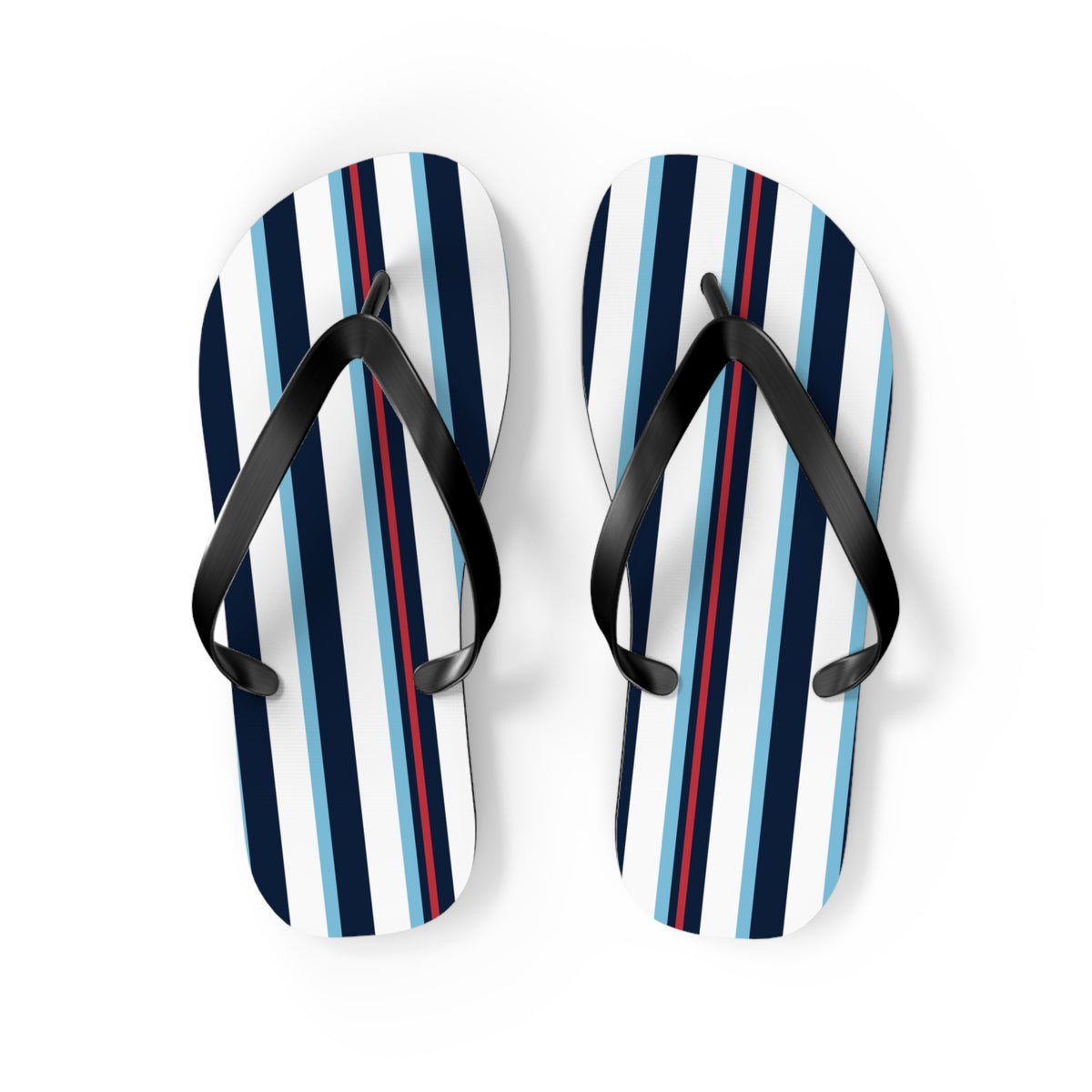 Navy & Red Striped Flip Flops – Beach Sandals with Classic Nautical Stripes