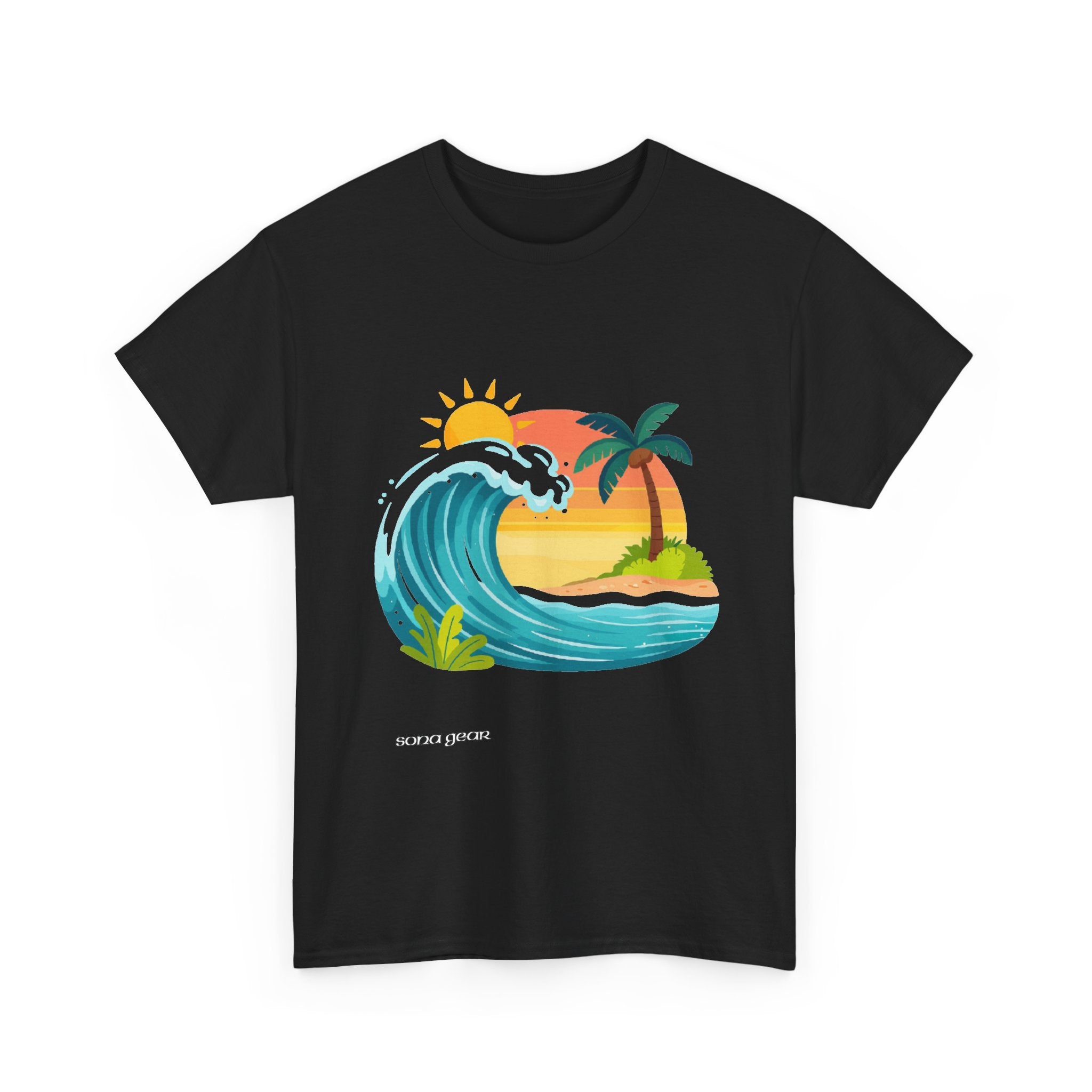 Tropical Wave Sunset Tee | Palm Tree Beach Surf Graphic