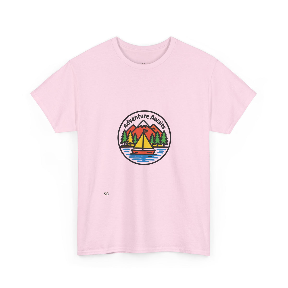 Adventure Awaits T-Shirt – Outdoor Camping Sailboat Patch Tee