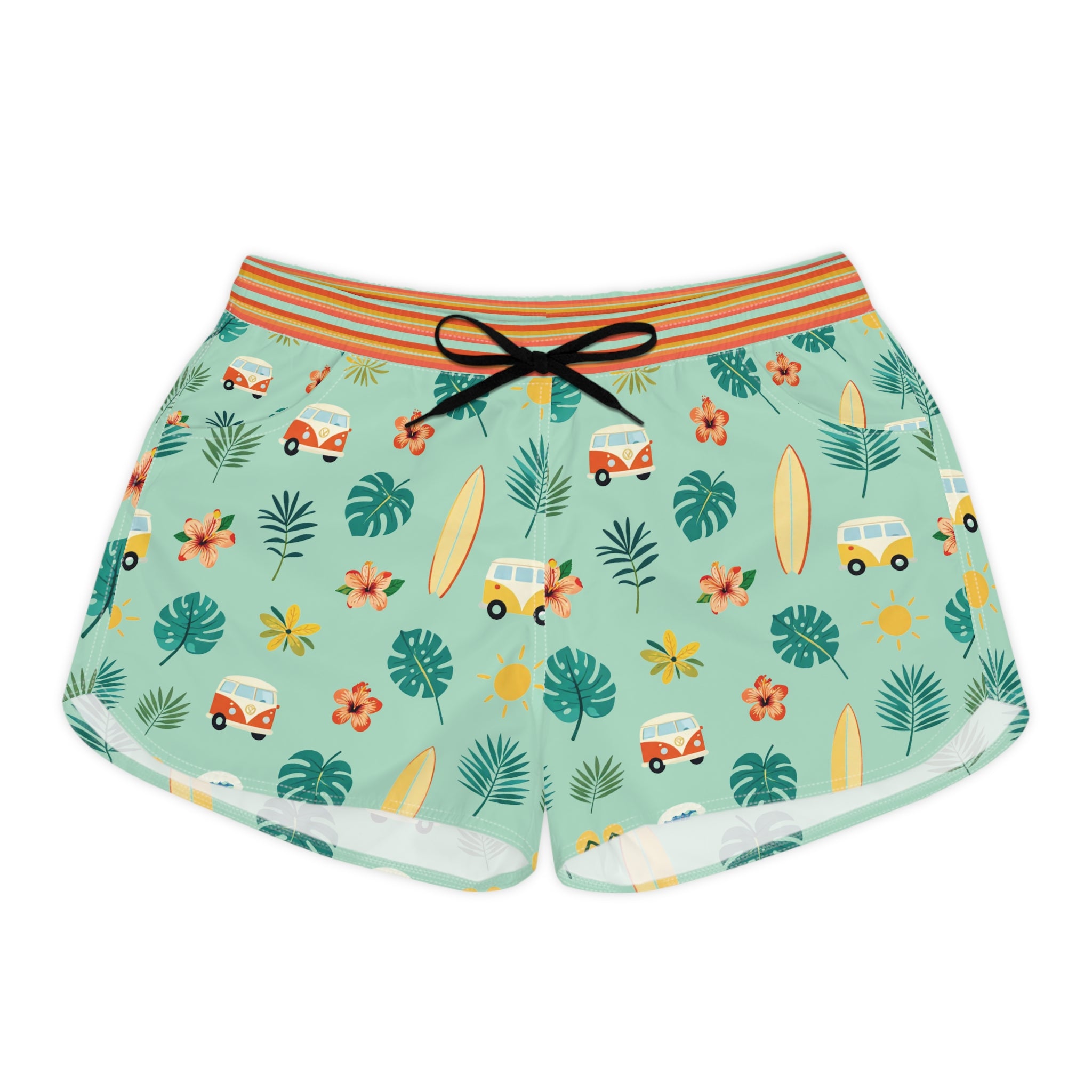 Women's Surf Van Beach Shorts — Tropical Hibiscus AOP