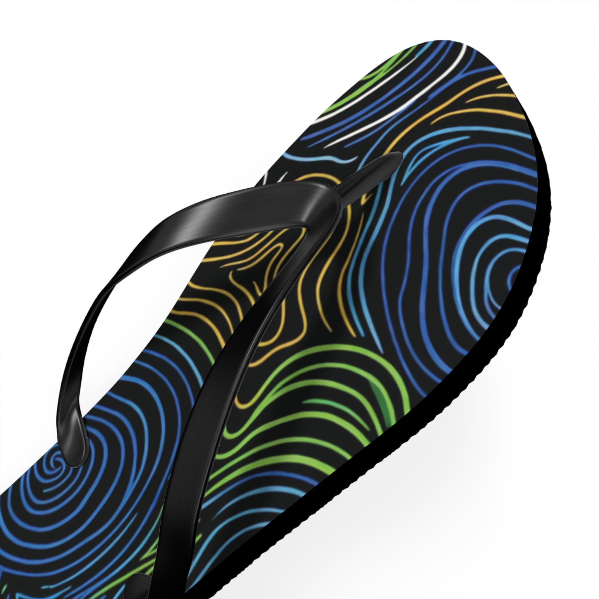 Psychedelic Swirl Flip Flops — Tropical Abstract Beach Sandals