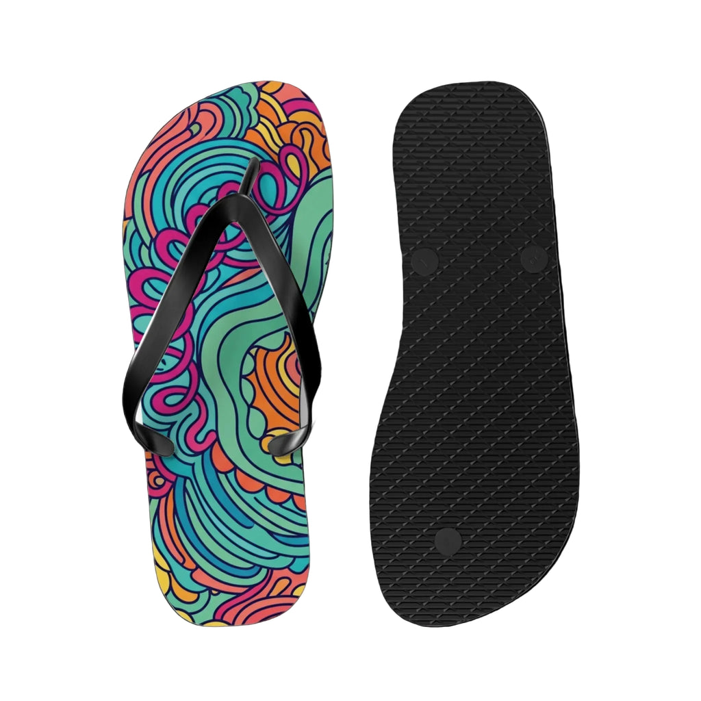 Colorful Swirl Flip Flops — Vibrant Abstract Beach Sandals