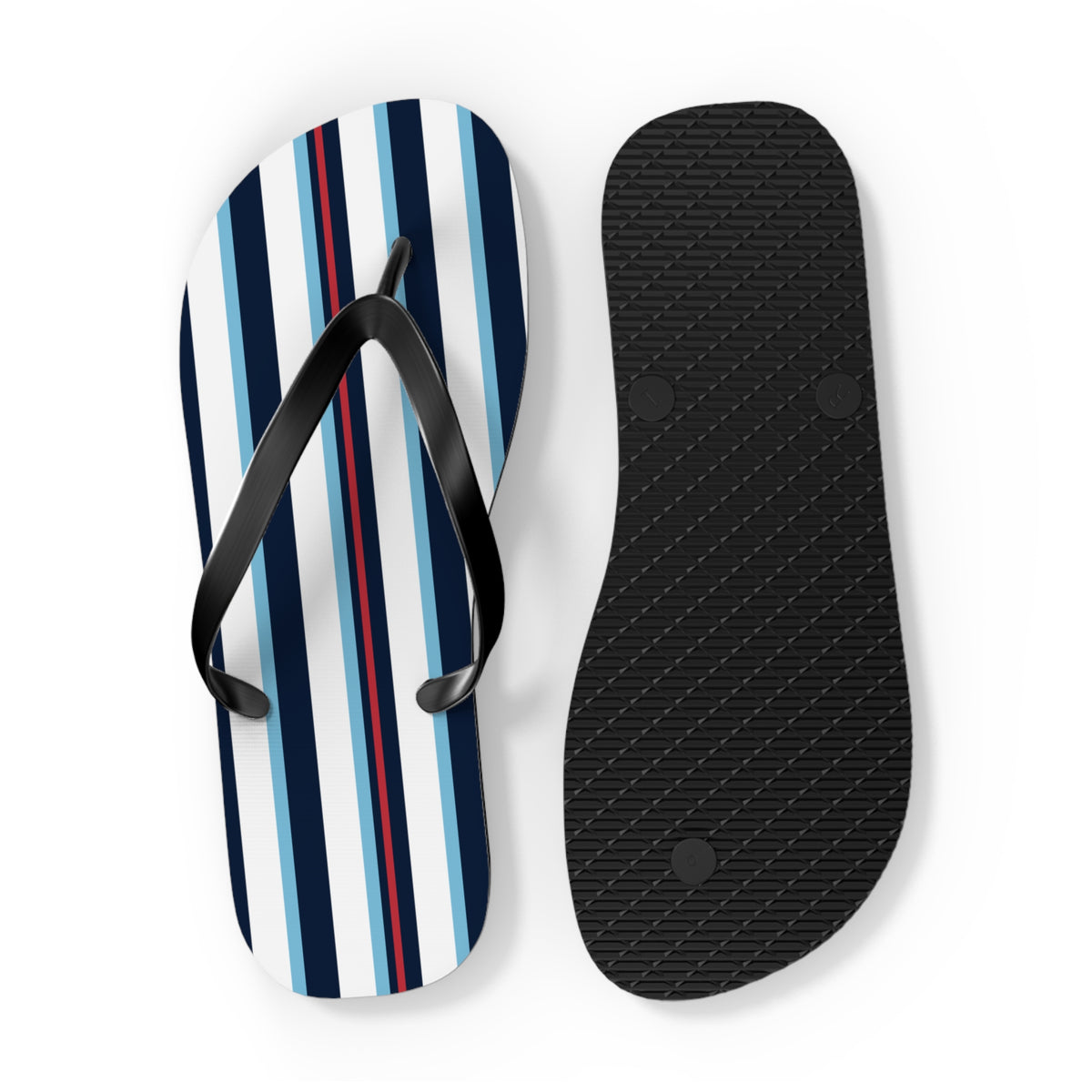 Navy & Red Striped Flip Flops – Beach Sandals with Classic Nautical Stripes