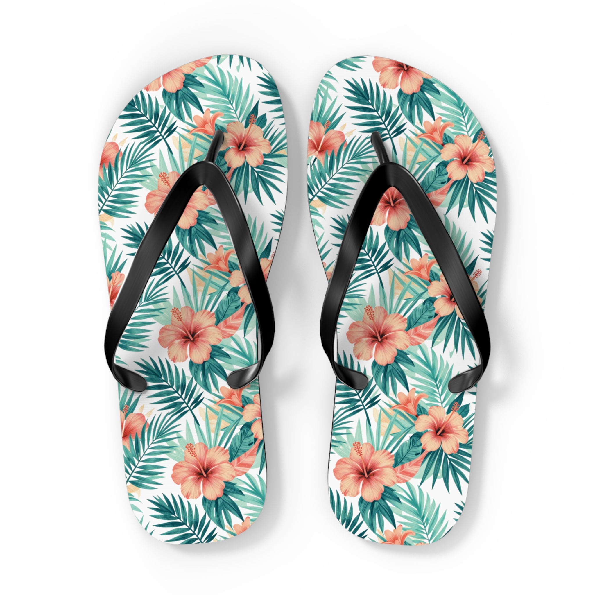 Tropical Hibiscus Flip Flops — Floral Palm Beach Sandals
