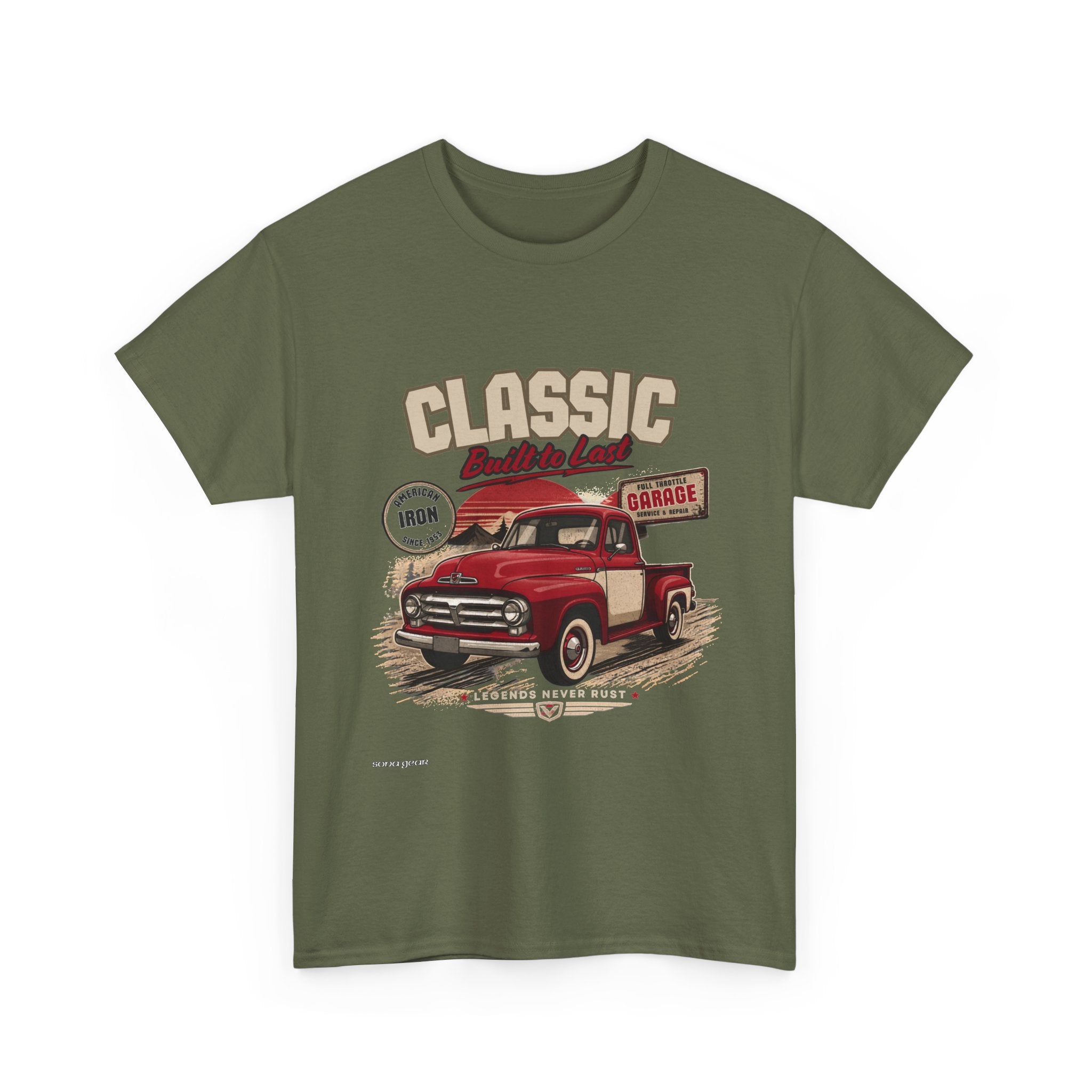 Classic Red Vintage Pickup Truck Tee | Retro Garage Illustration