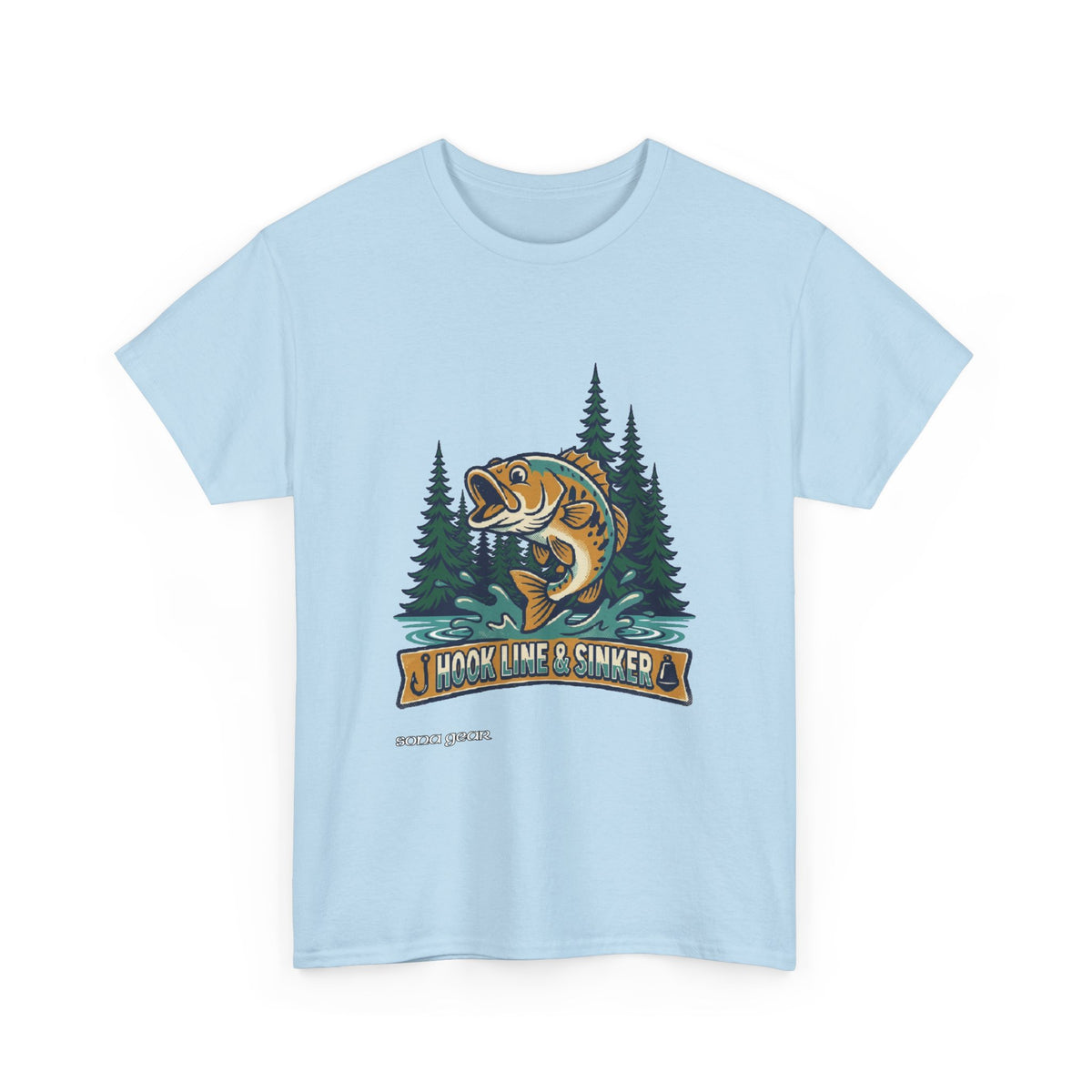 Hook Line & Sinker Fish Design Tee | Fishing Bass River Trees Outdoors