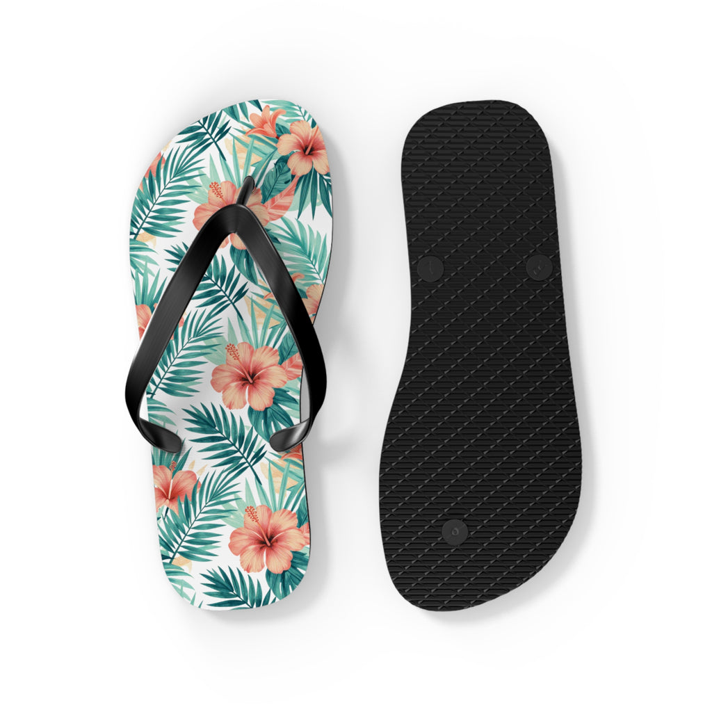 Tropical Hibiscus Flip Flops — Floral Palm Beach Sandals