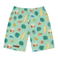 Tropical Surf Board Shorts – Retro Camper & Hibiscus Print