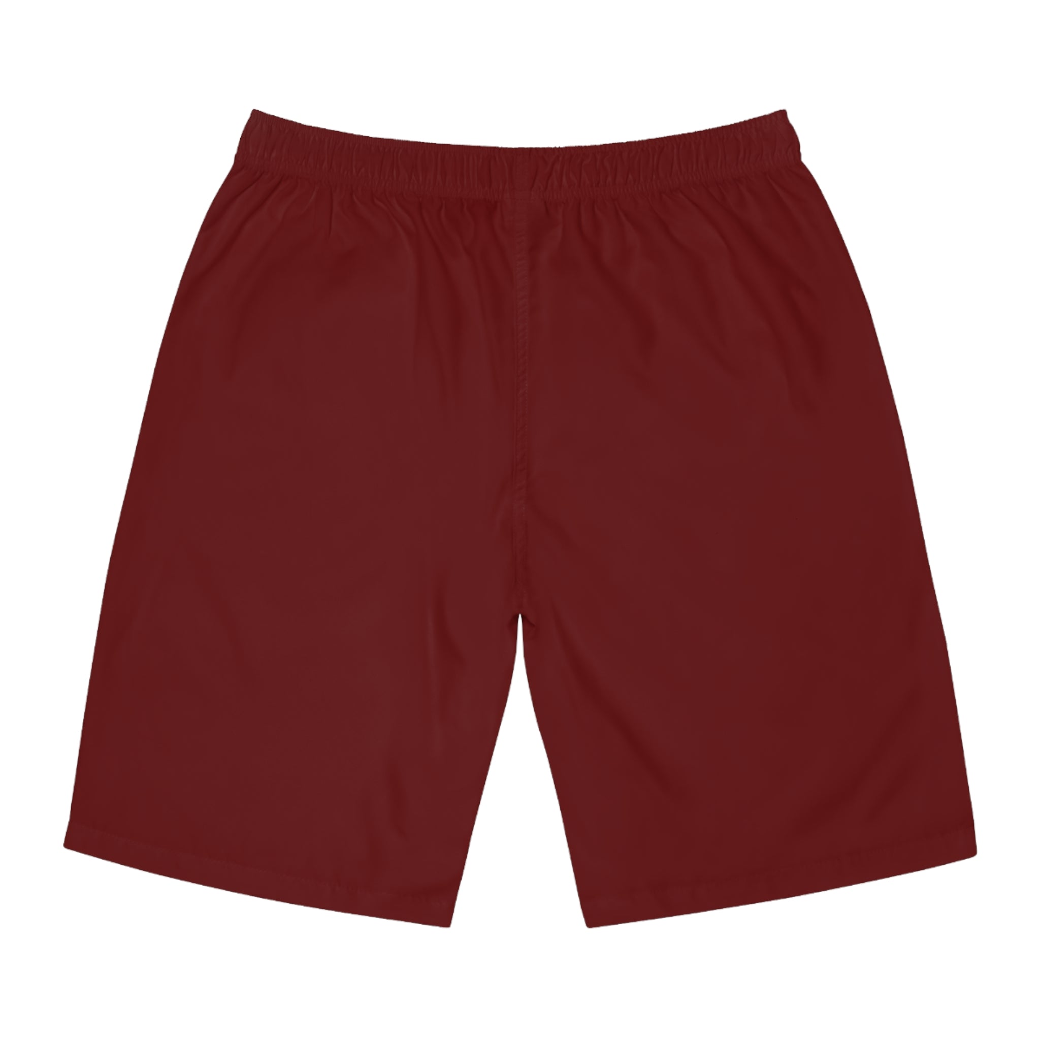 Retro Stripe Board Shorts — Men's Maroon Surf Trunks