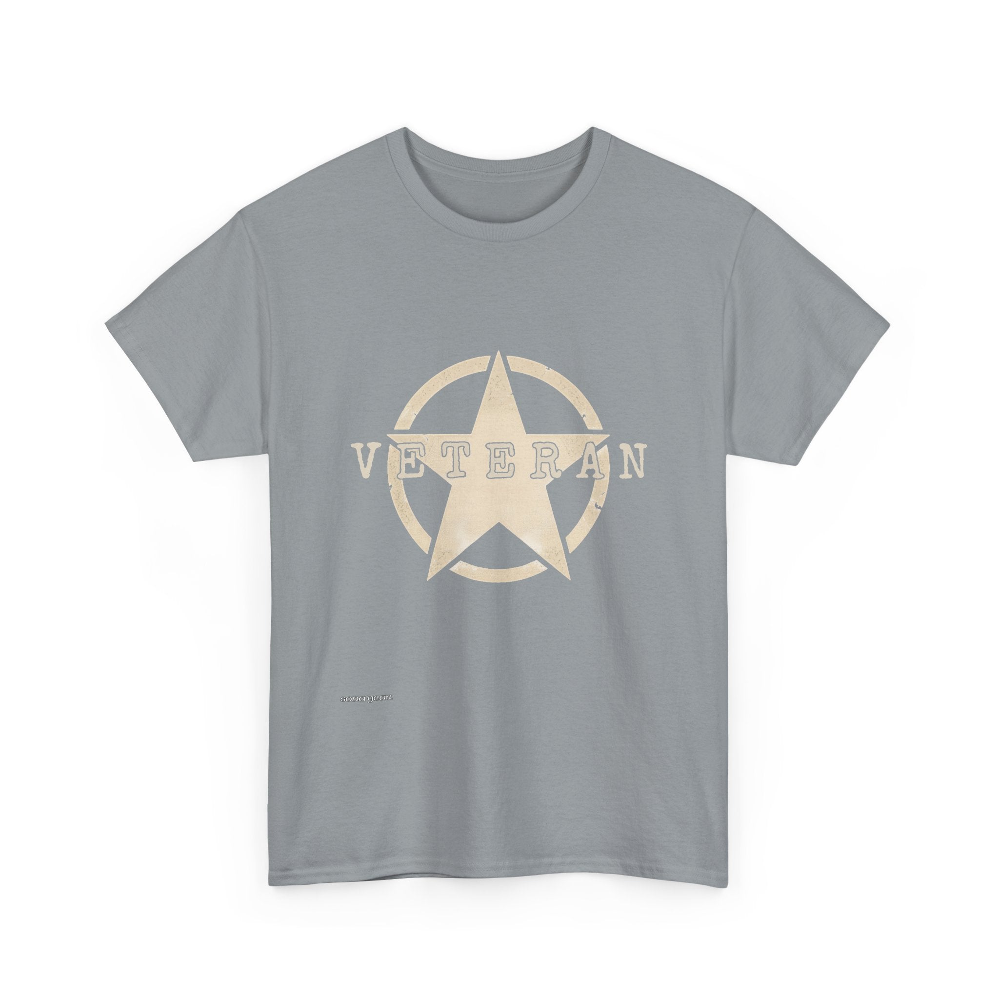Vintage Star Emblem Tee | Distressed Beige Military Star Design