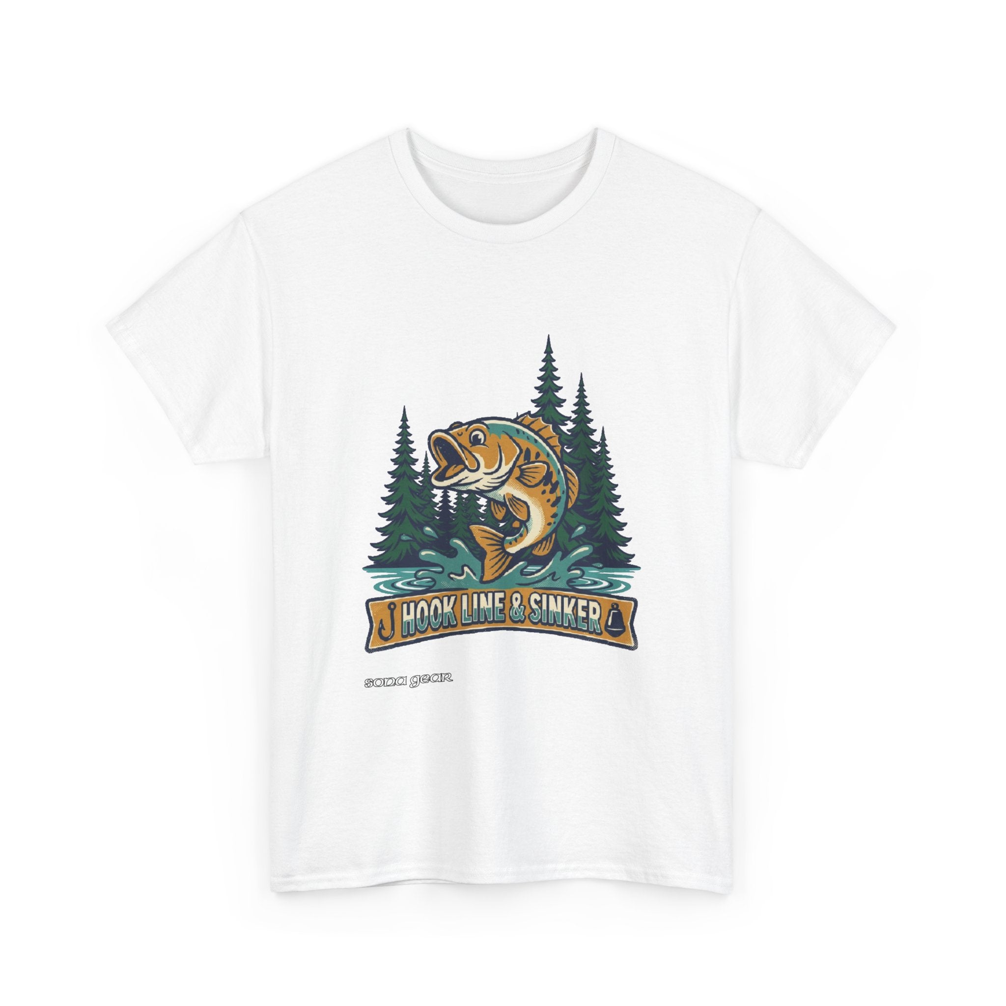 Hook Line & Sinker Fish Design Tee | Fishing Bass River Trees Outdoors